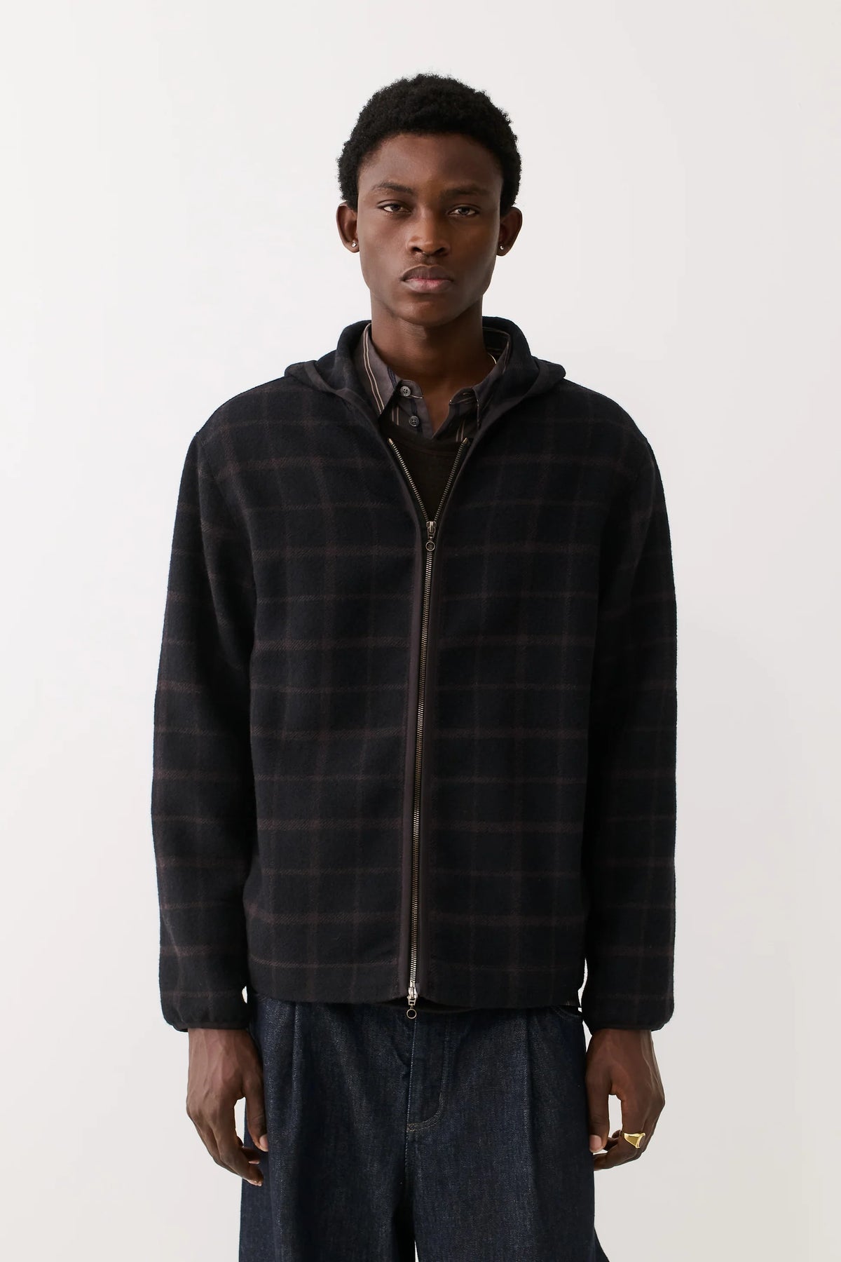 Erro Hooded Overshirt Black Check