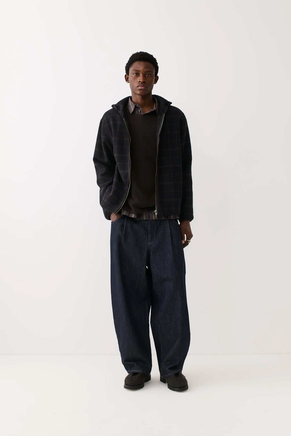 Erro Hooded Overshirt Black Check