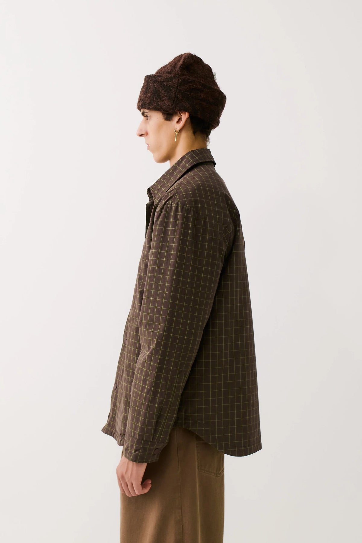 Olkay Quilted Overshirt Olive Burgundy Check_2