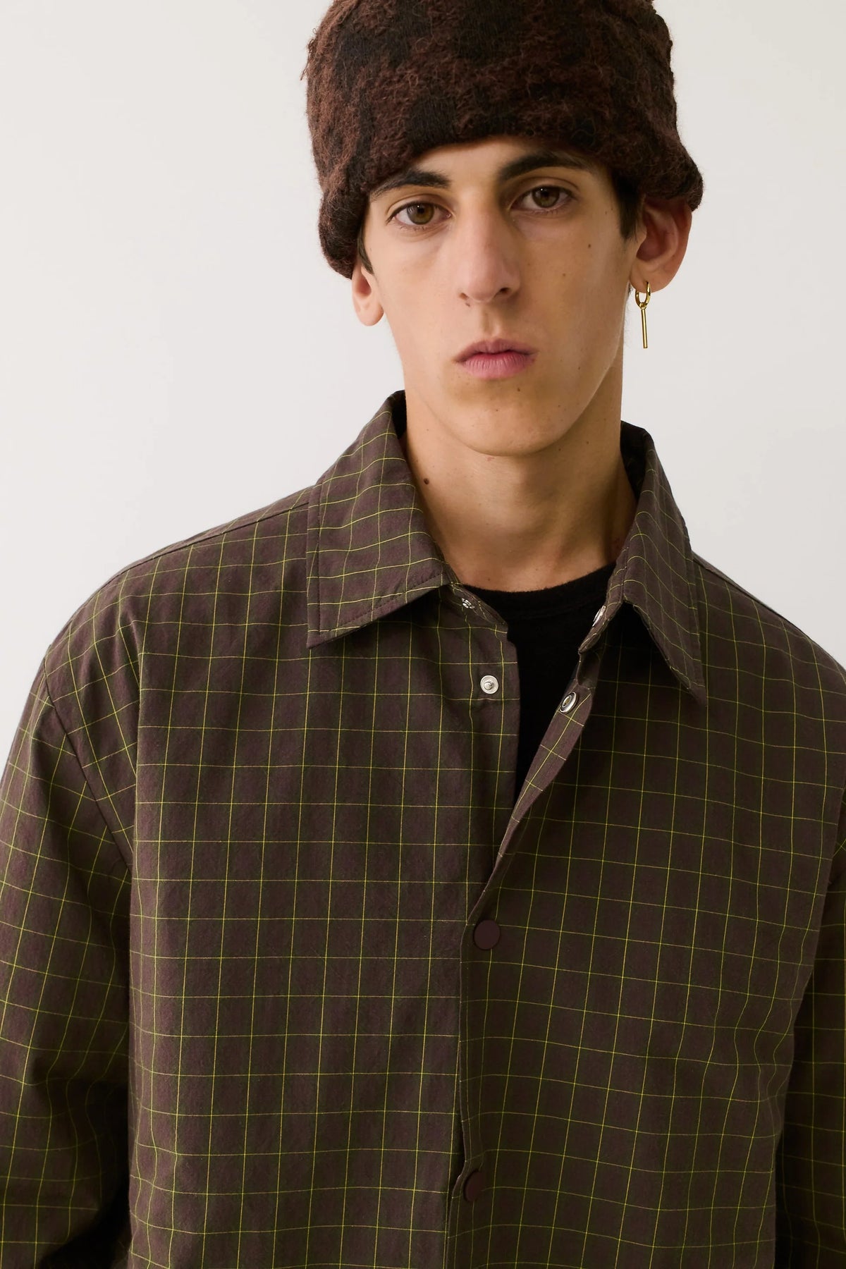 Olkay Quilted Overshirt Olive Burgundy Check_3