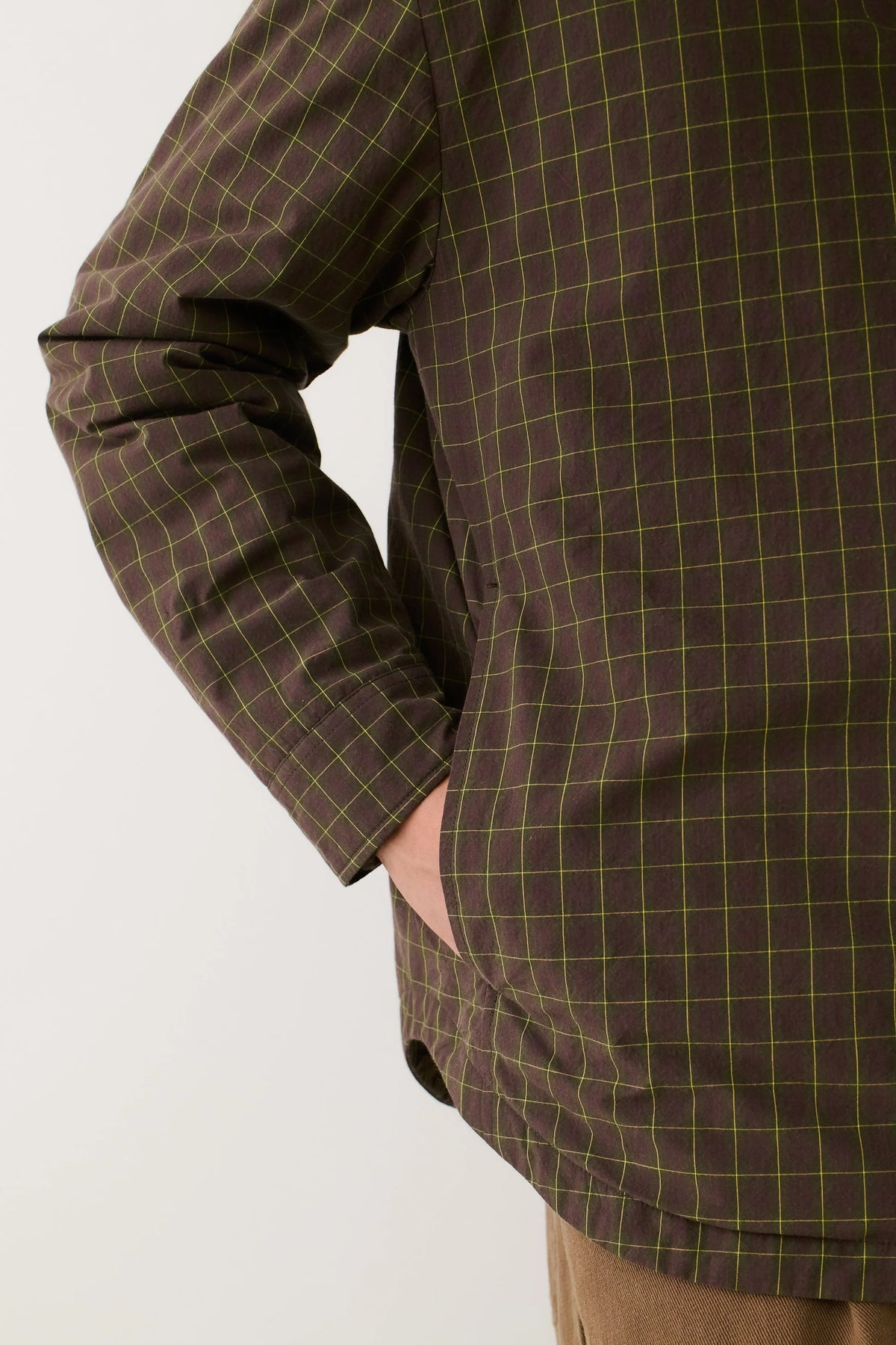 Olkay Quilted Overshirt Olive Burgundy Check_4