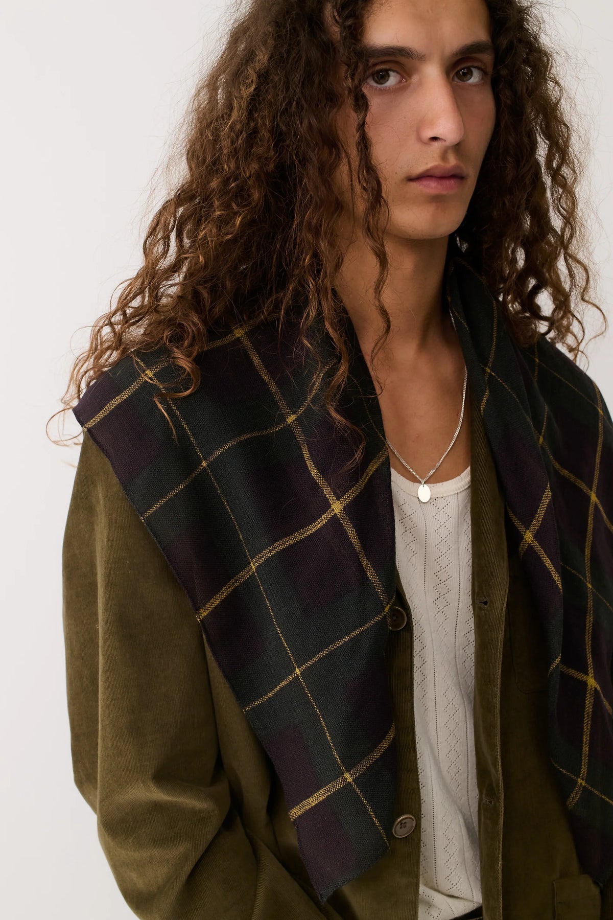 Salazar Wool Scarf Amber Check_1