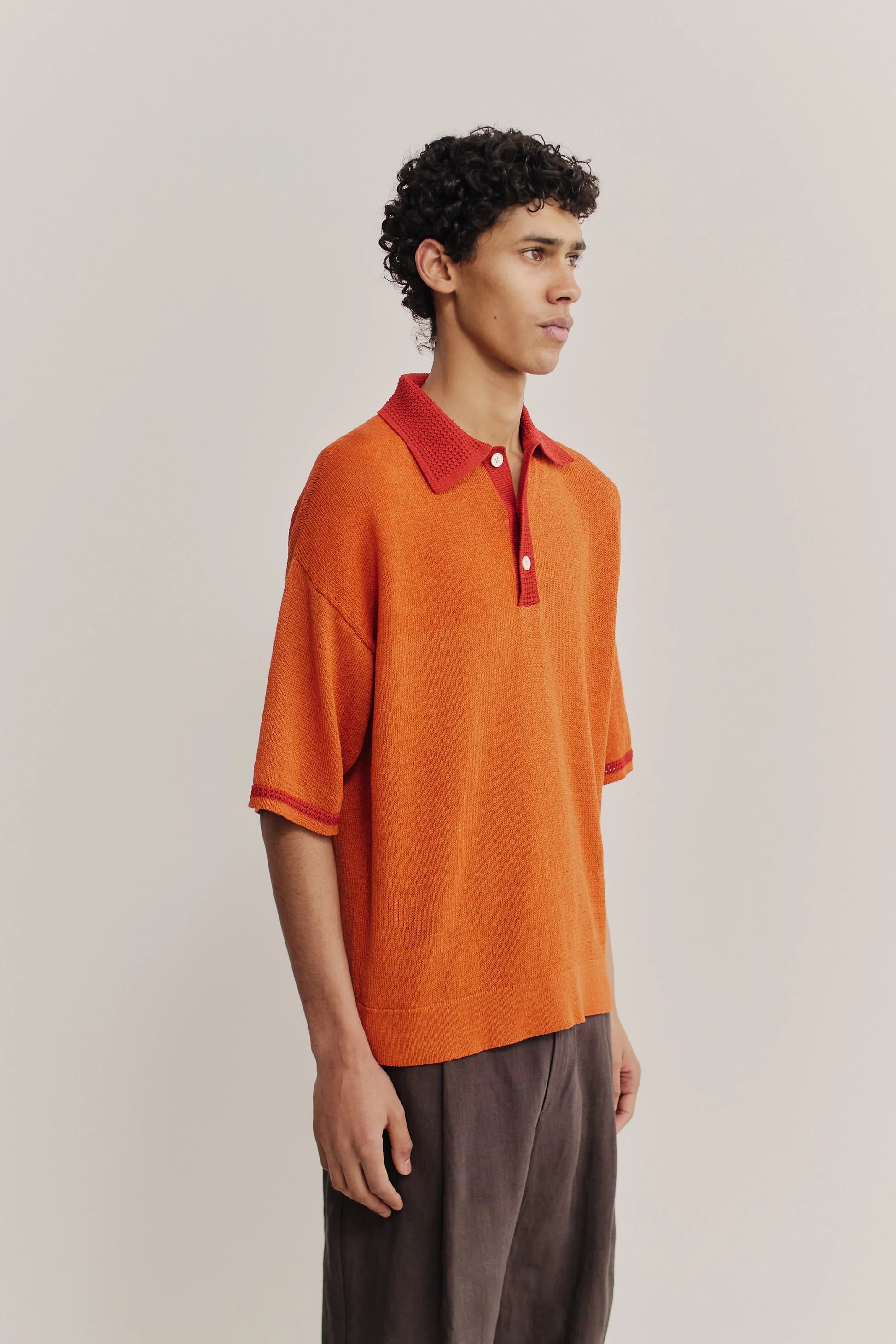 Basin Knit Polo Burnt Orange_2