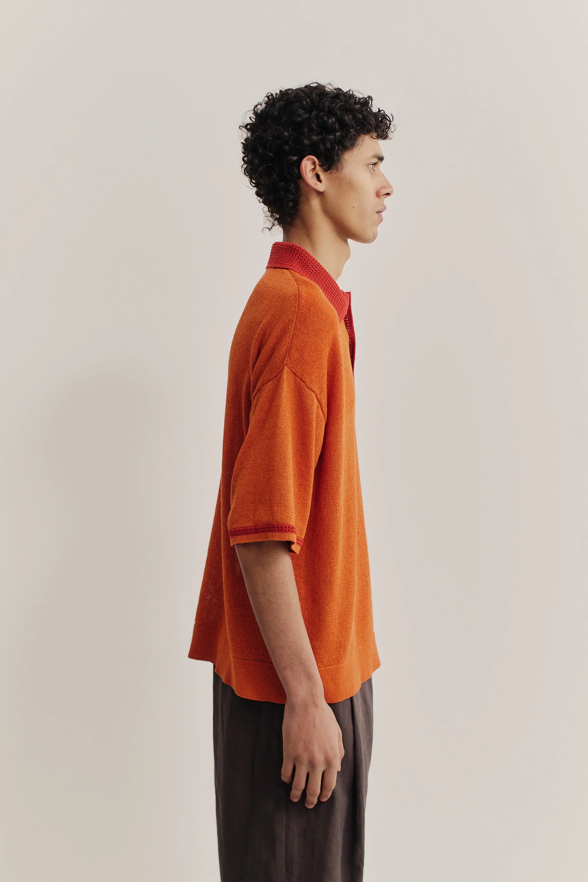 Basin Knit Polo Burnt Orange_3