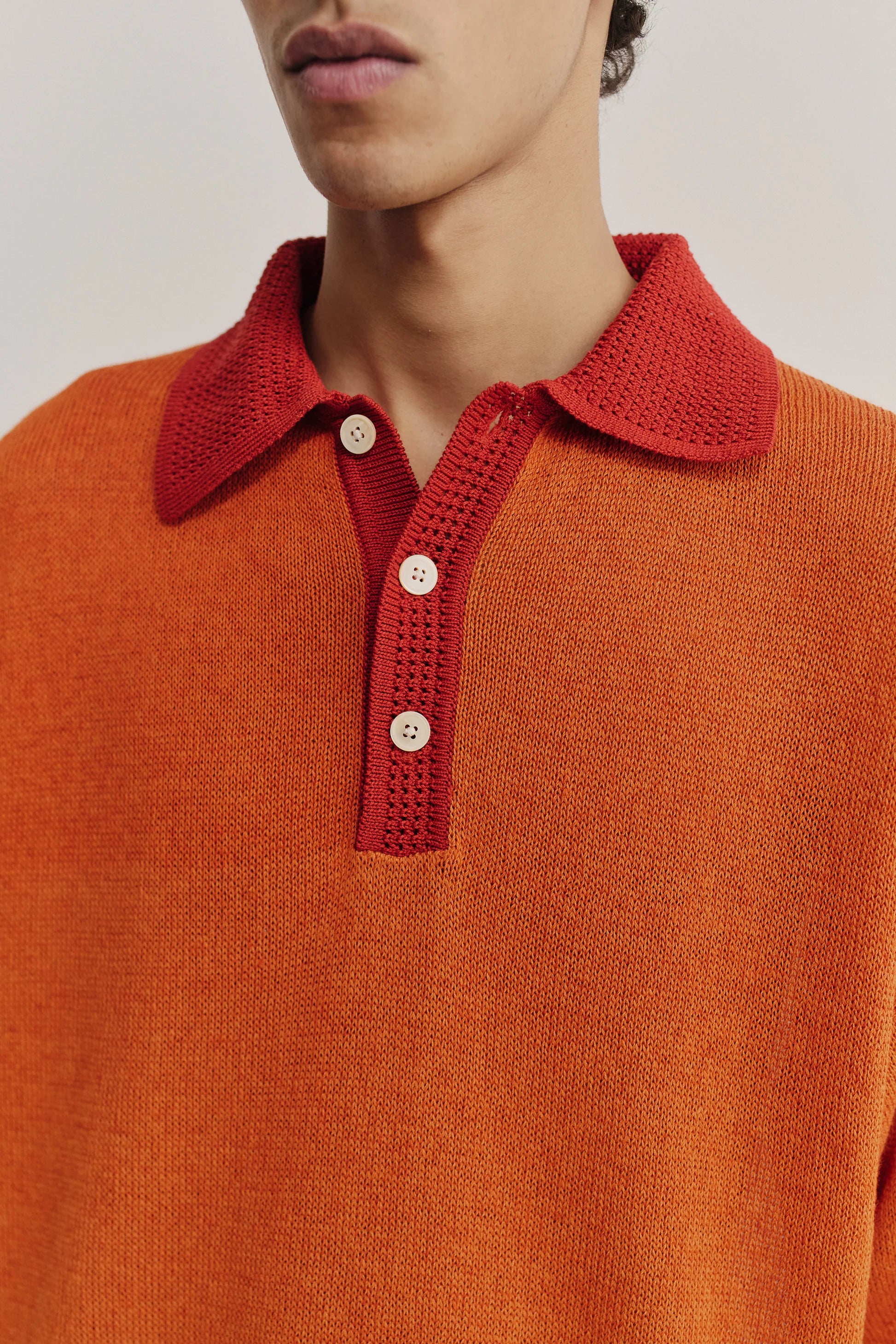 Basin Knit Polo Burnt Orange_4