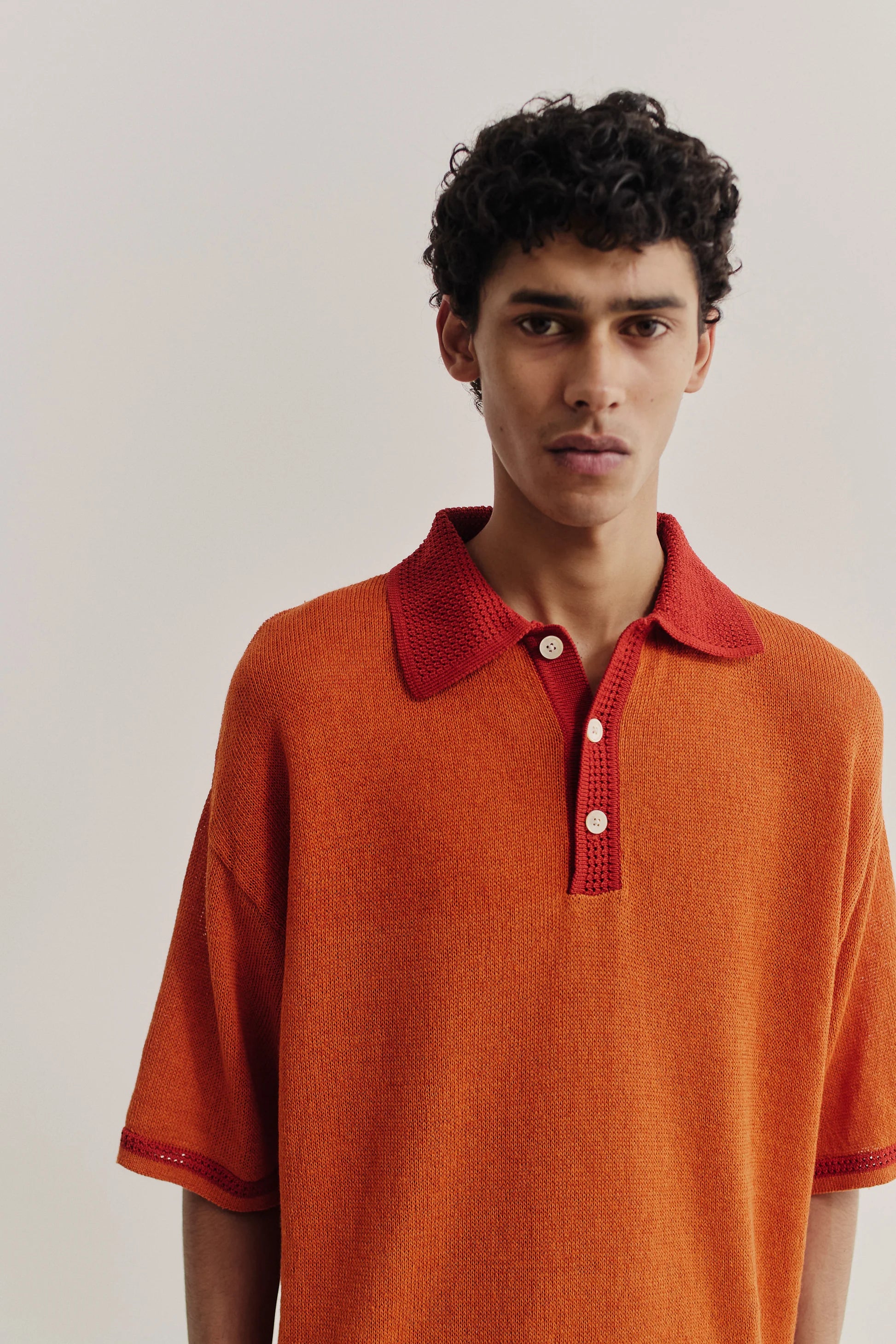Basin Knit Polo Burnt Orange_5