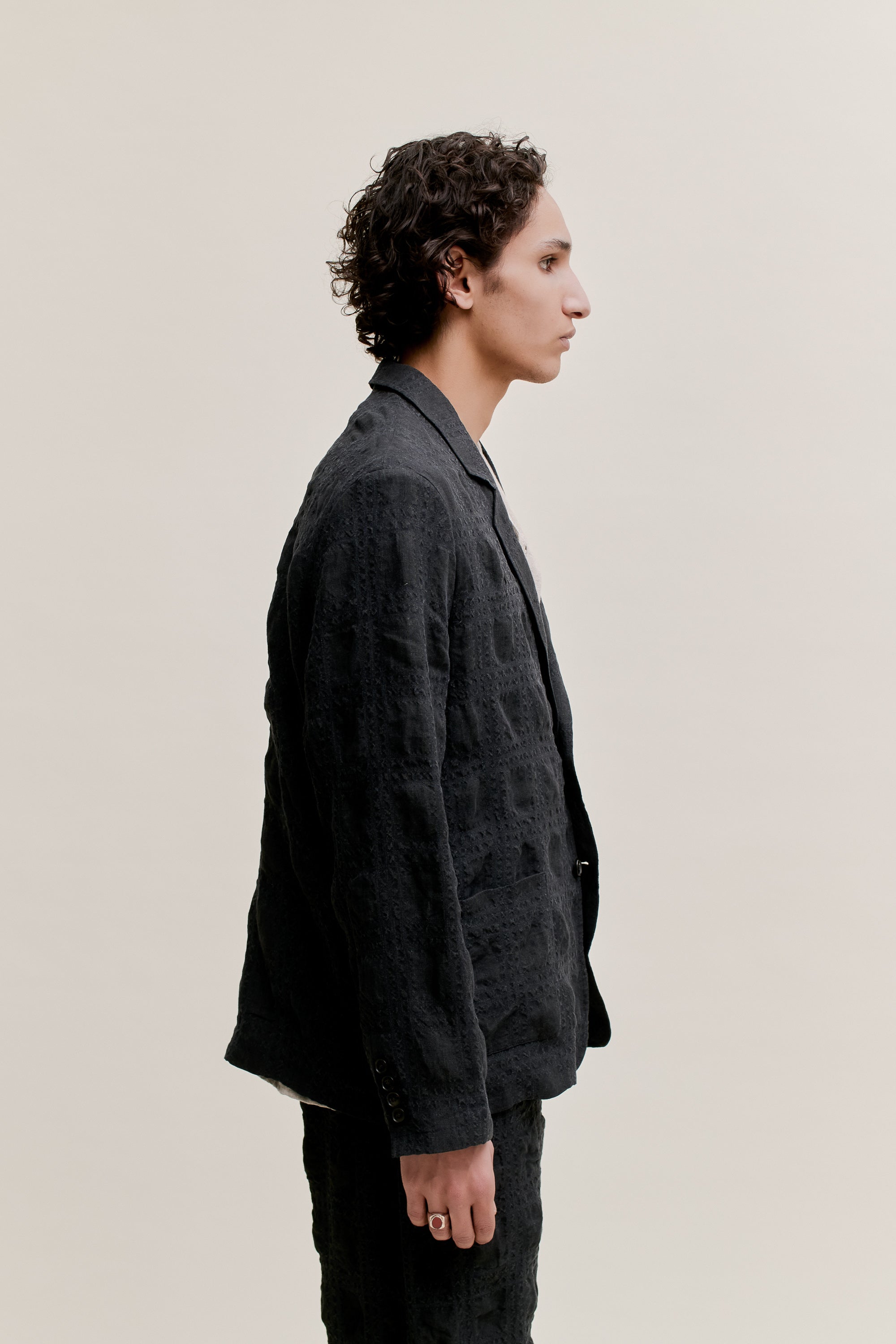 Deconstructed Peak Blazer Faded Black Seercheck