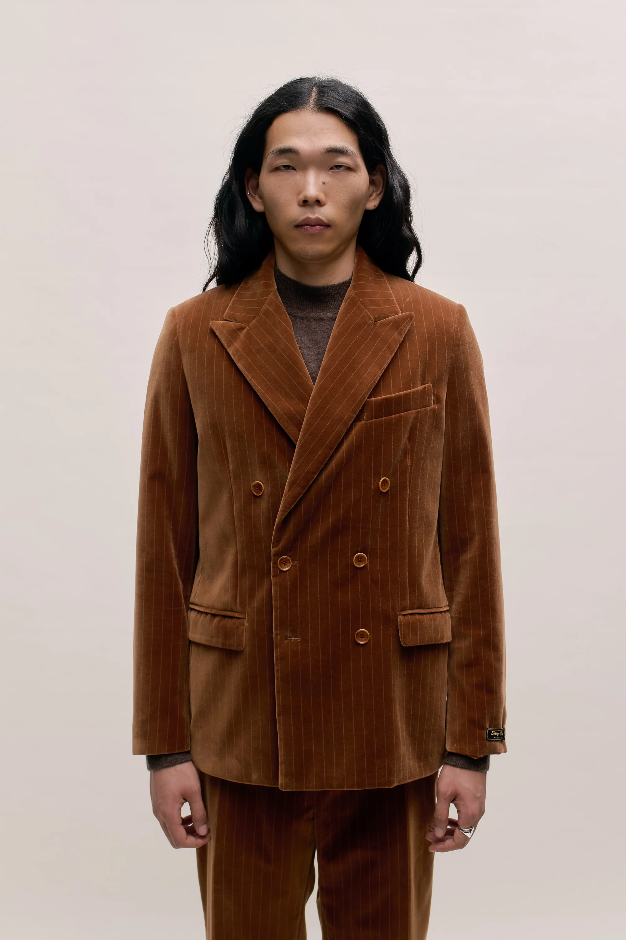 Double-Breasted Peak Blazer Buckthorn Velvet_1