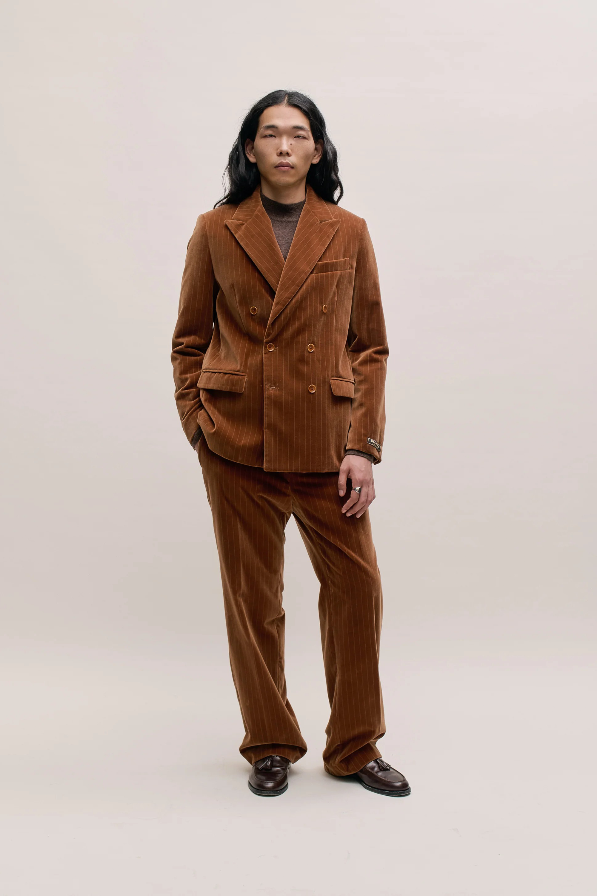 Double-Breasted Peak Blazer Buckthorn Velvet