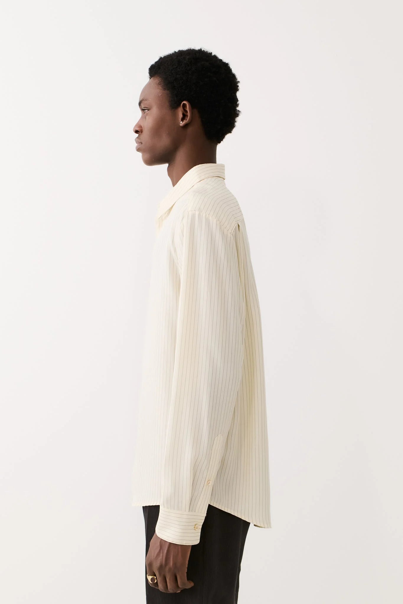 Fulvio Shirt Cream Black Pinstripe