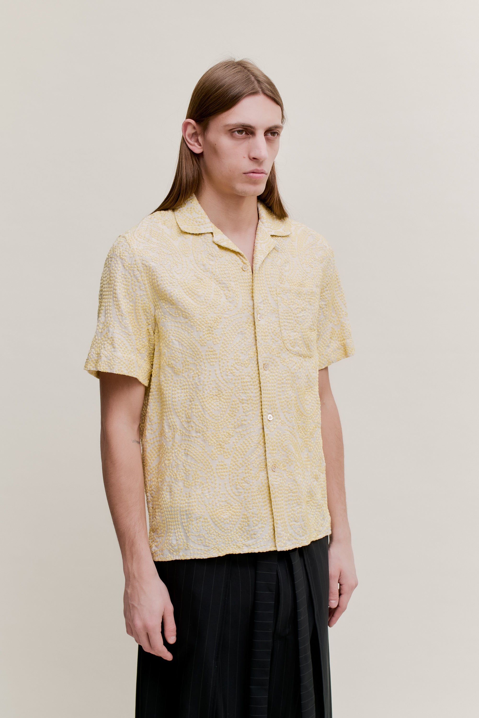 Gioia Shirt Lemon Paisley Embroidery