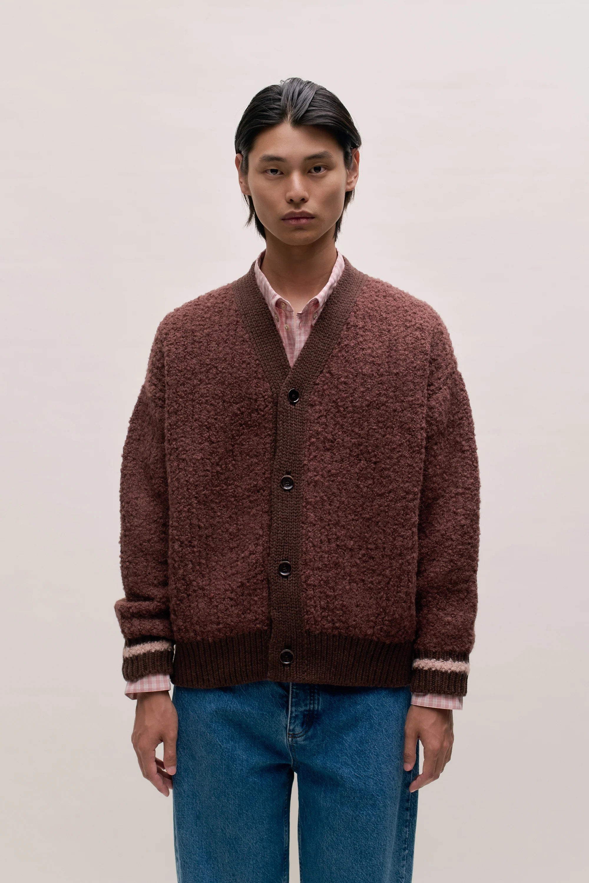 Khuder Knit Cardigan Burgundy Moose Boucle_1