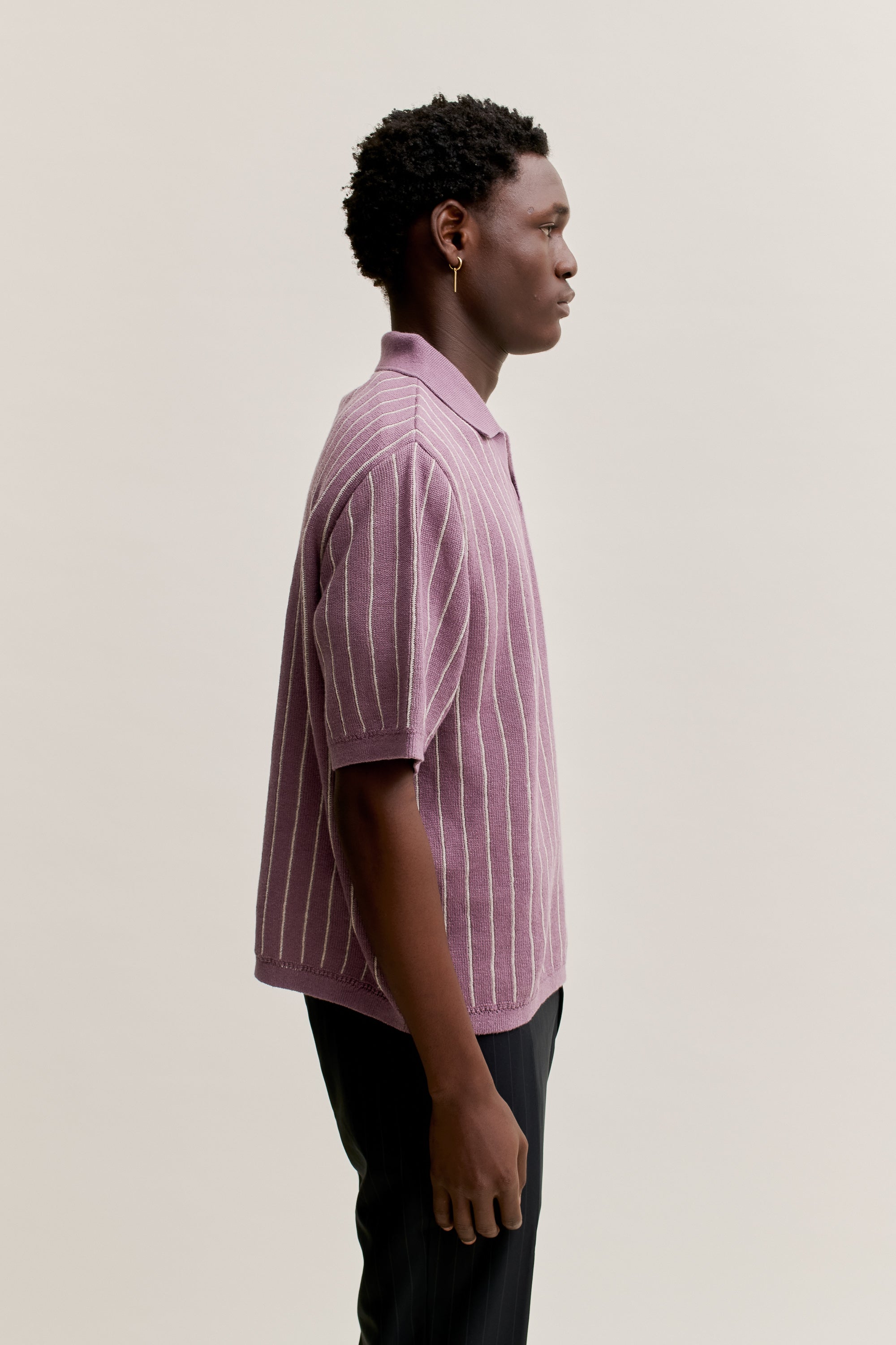 Mahua Knit Polo Lotus Stripe