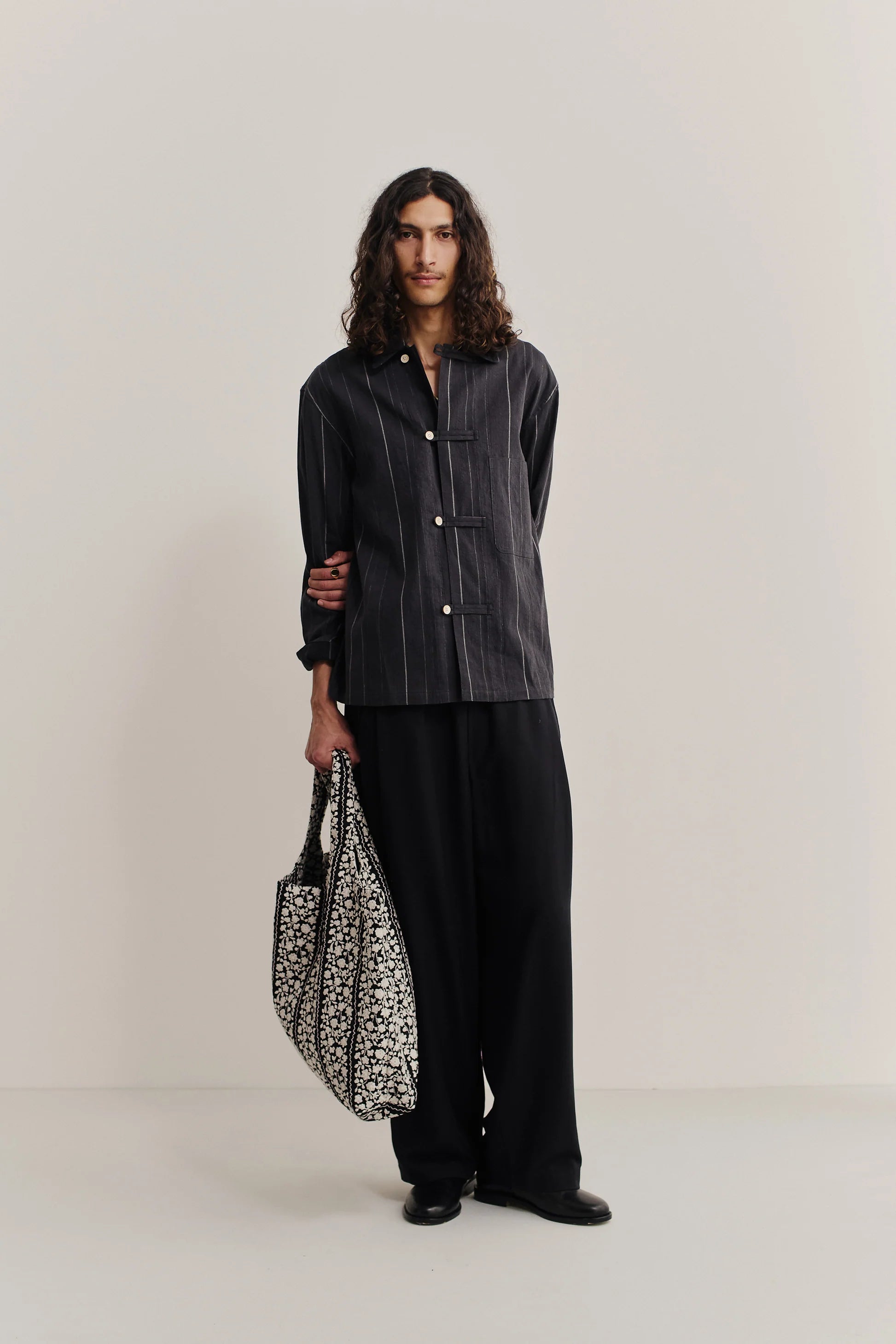 Matara Overshirt Black Chalk Stripe_6