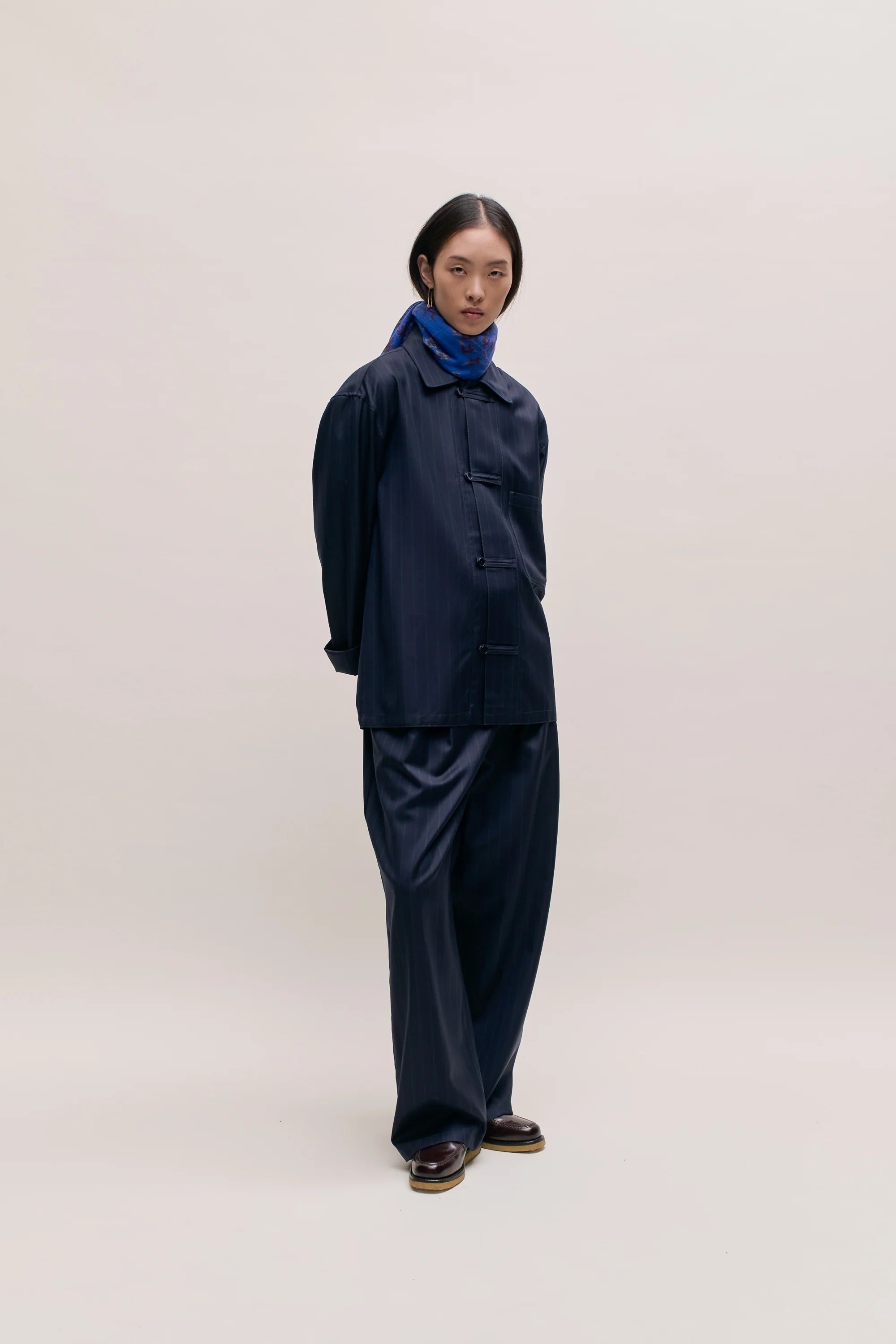 Matara Overshirt Navy Double Pinstripe