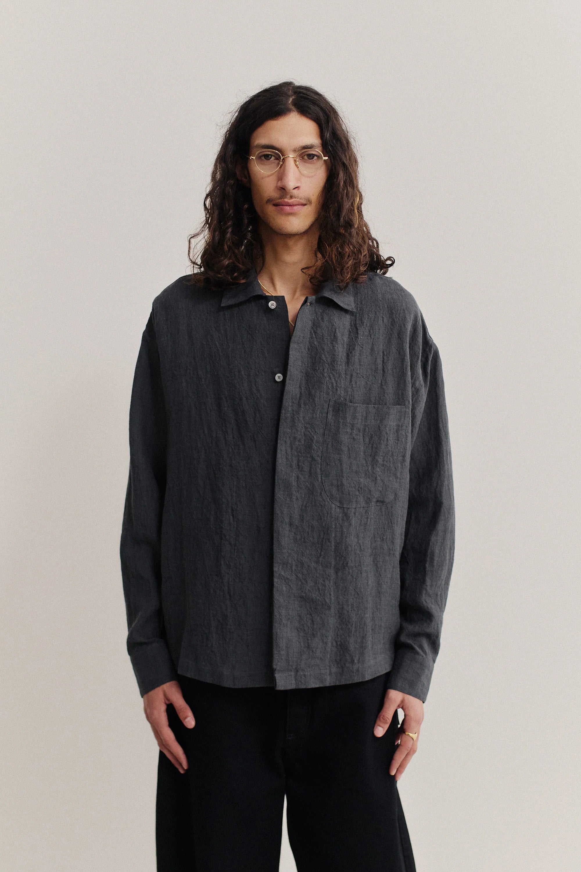 Rumba Shirt Coal Linen_1
