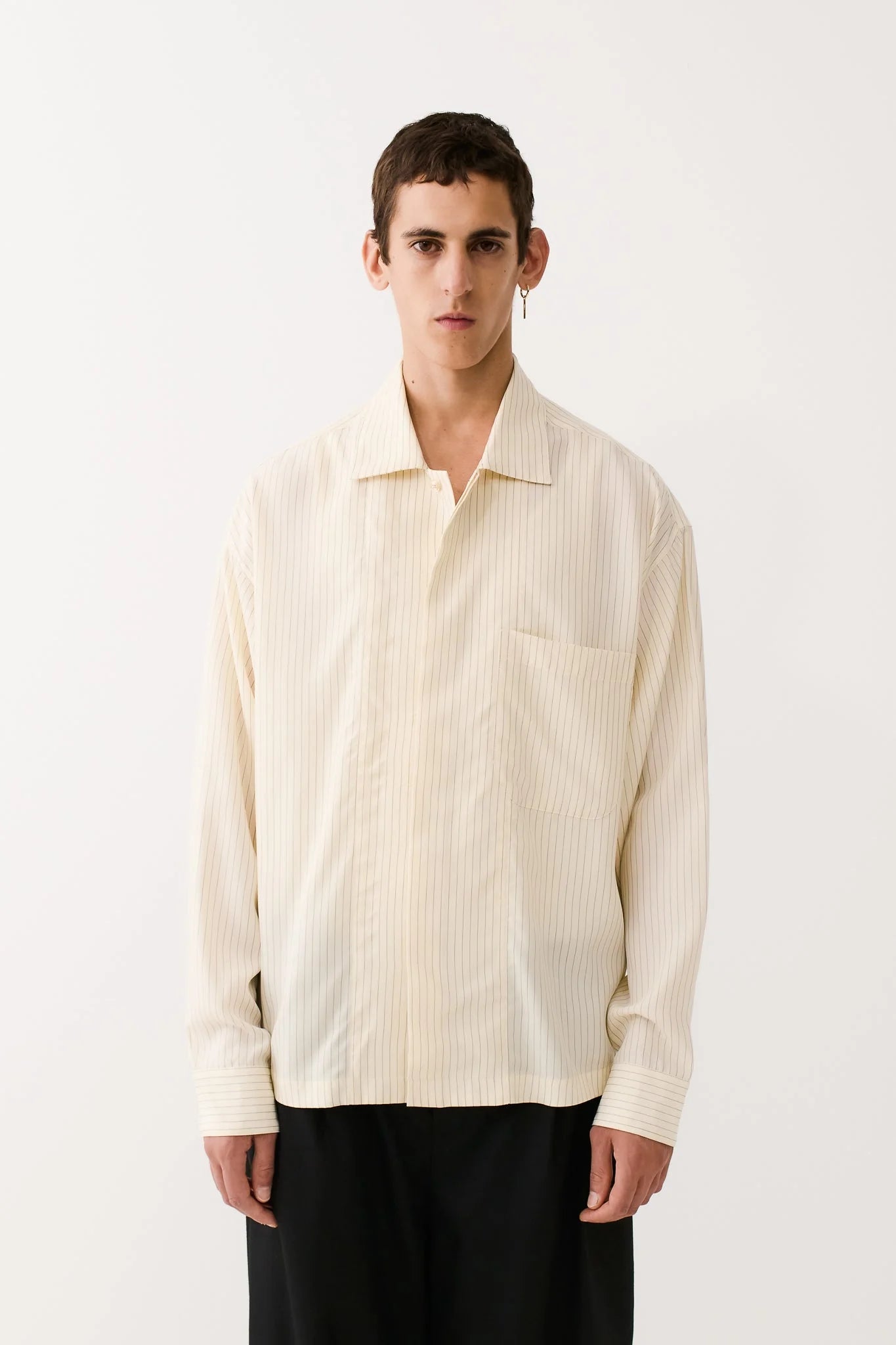 Rumba Shirt Cream Black Pinstripe