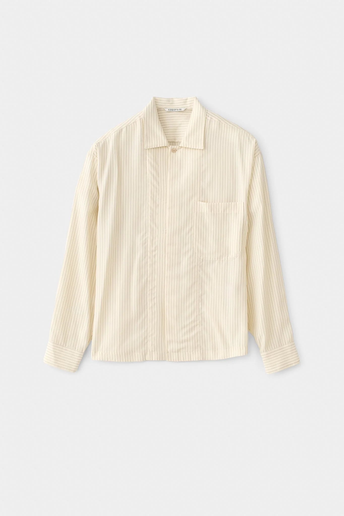 Rumba Shirt Cream Black Pinstripe_10