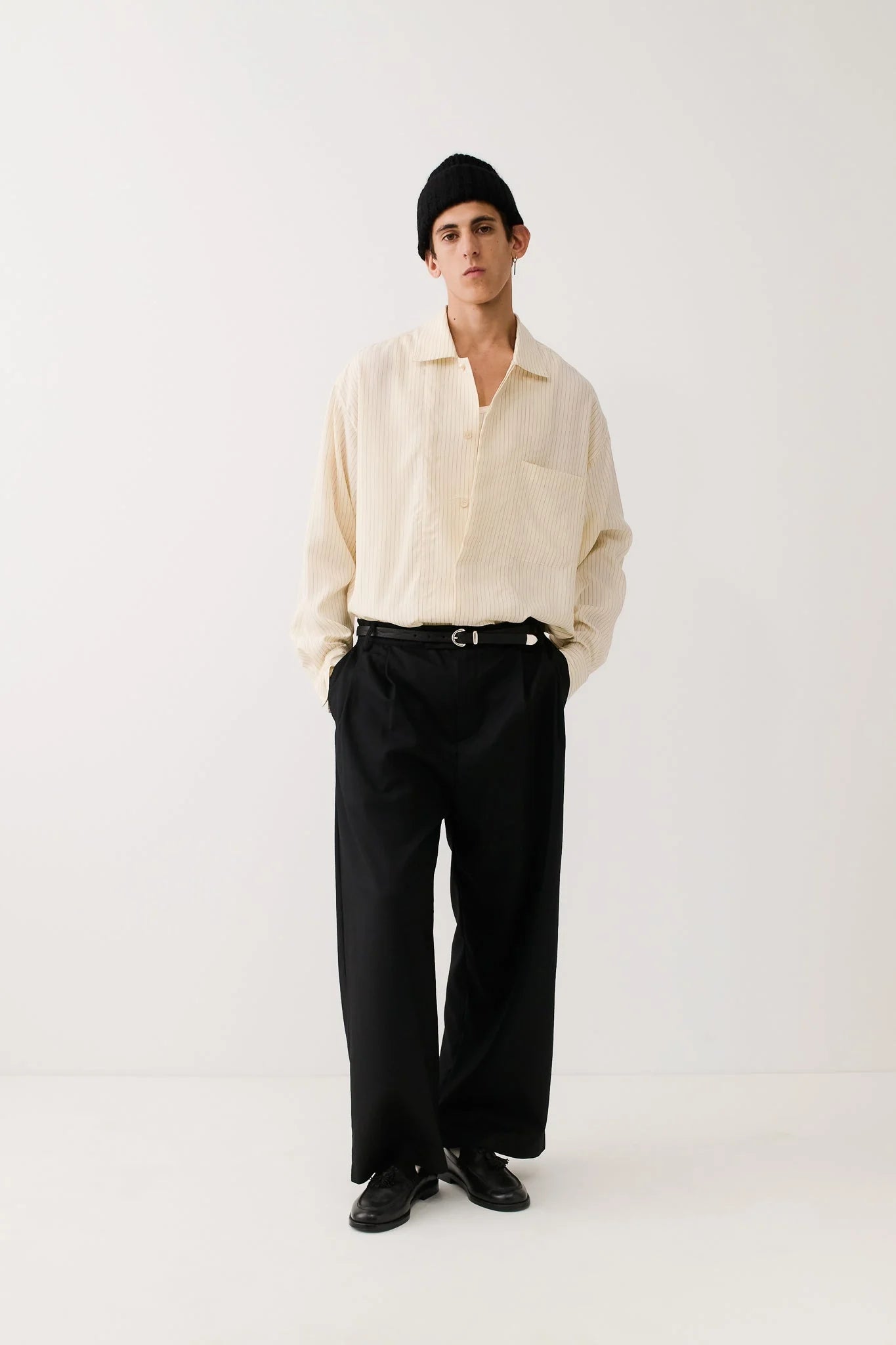 Rumba Shirt Cream Black Pinstripe_7