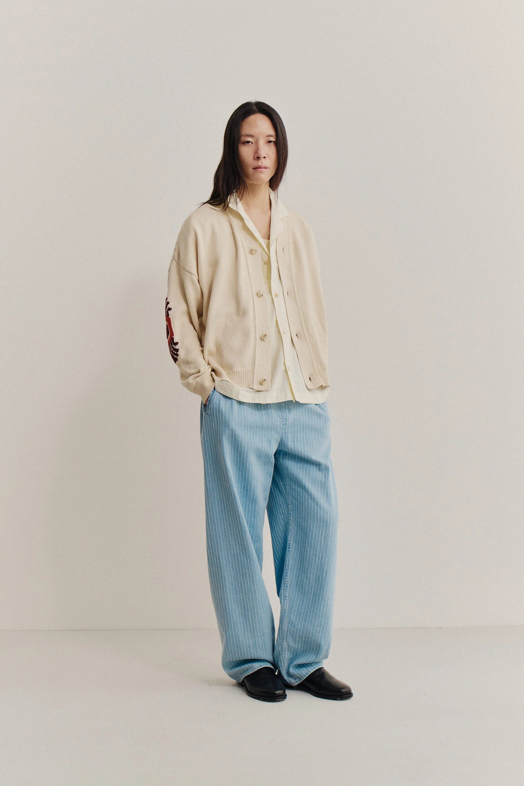 Samurai Trousers Distressed Stripe Denim