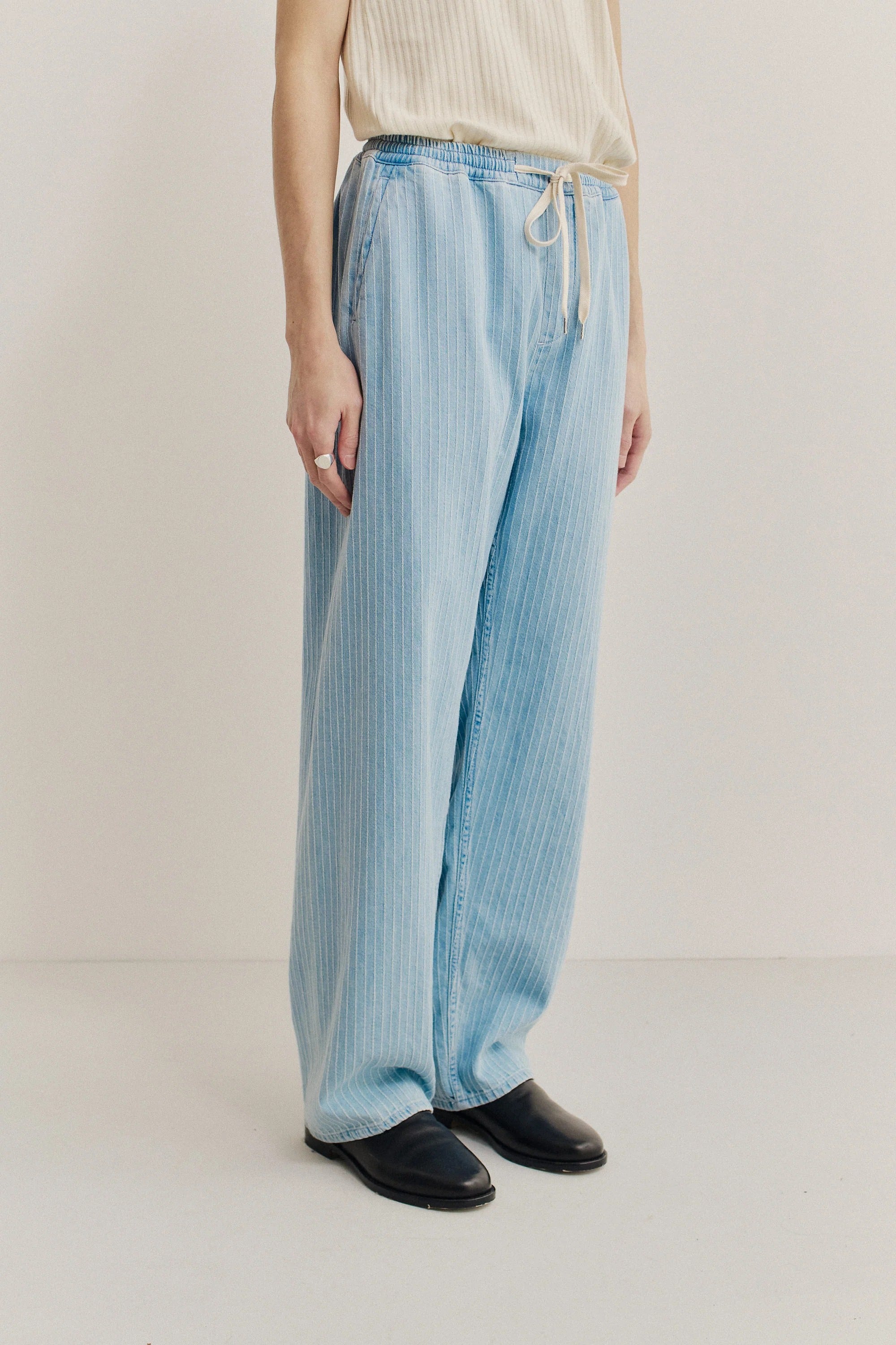 Samurai Trousers Distressed Stripe Denim