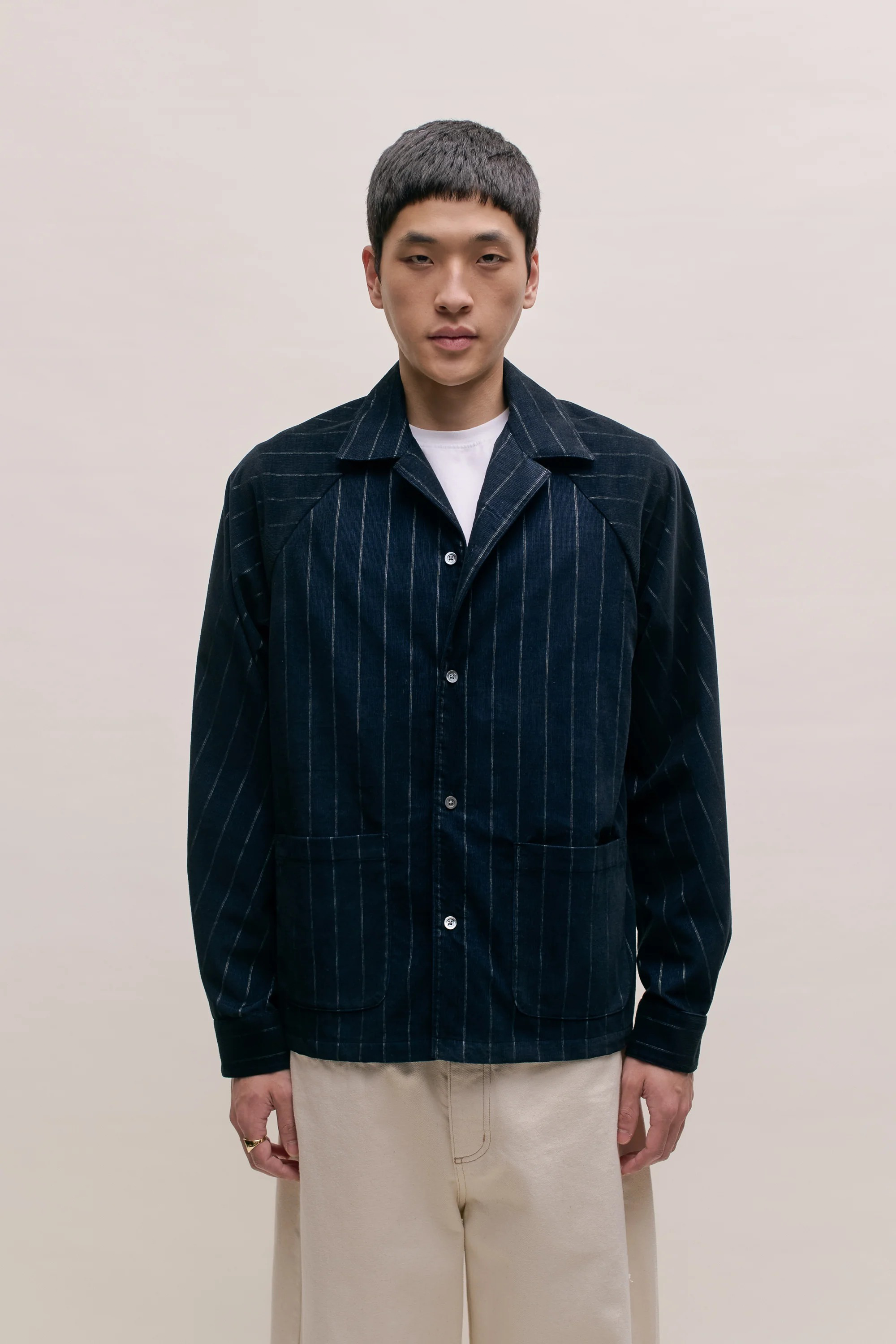 Songino Shirt Navy Pinstripe Corduroy