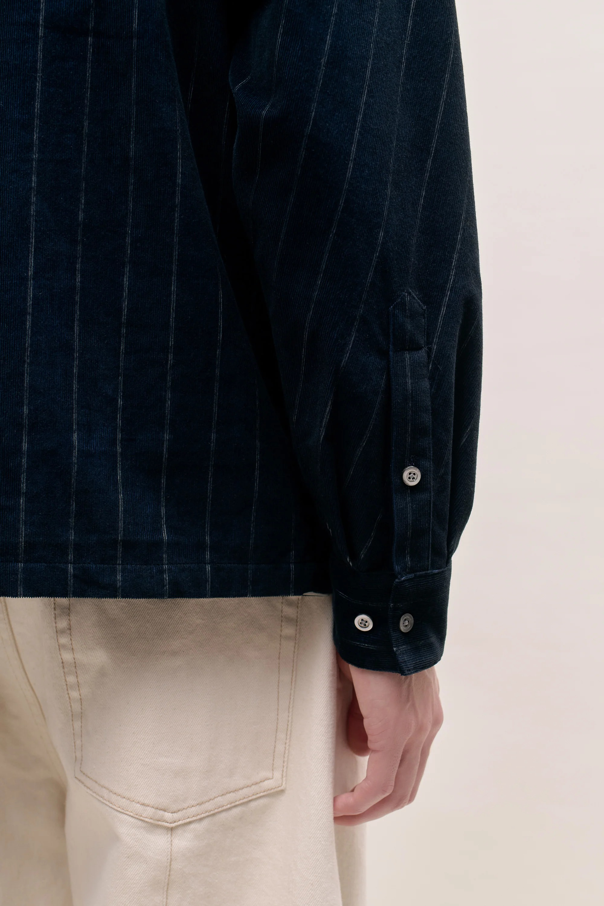 Songino Shirt Navy Pinstripe Corduroy
