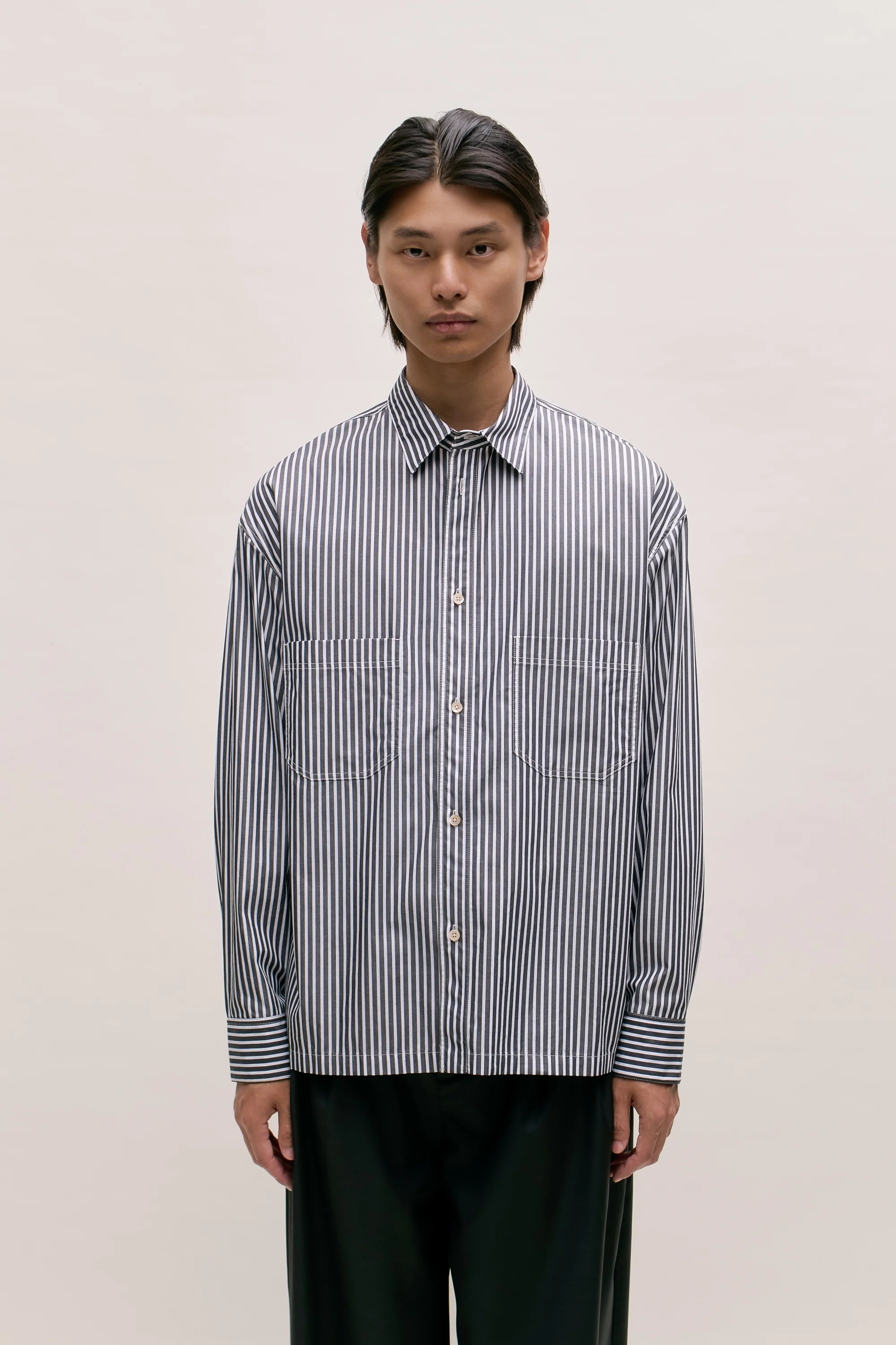 Telmen Shirt Salt & Pepper Stripe