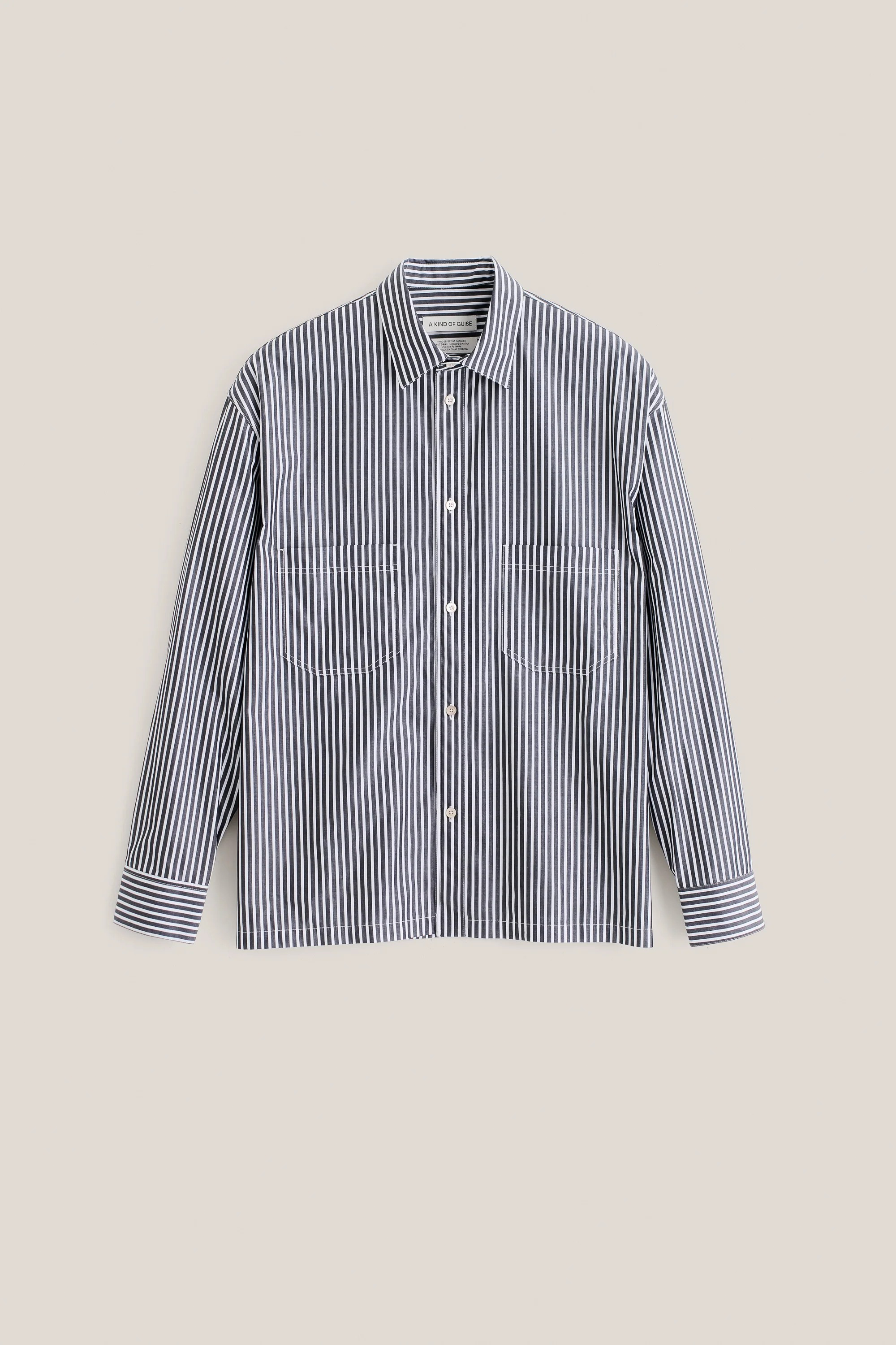 Telmen Shirt Salt & Pepper Stripe_4