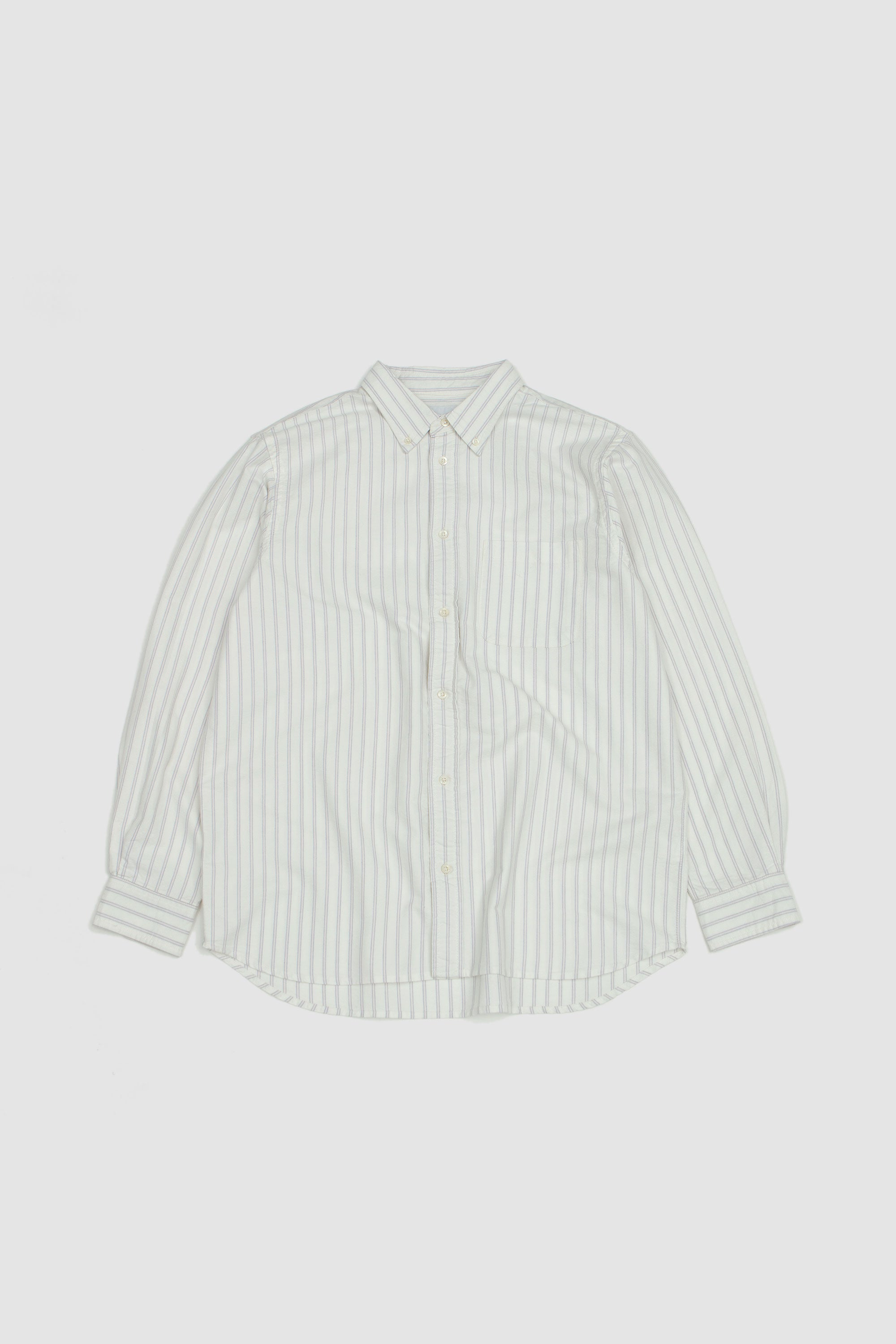 Premium Oxford Button Down Shirt Blue Stripe