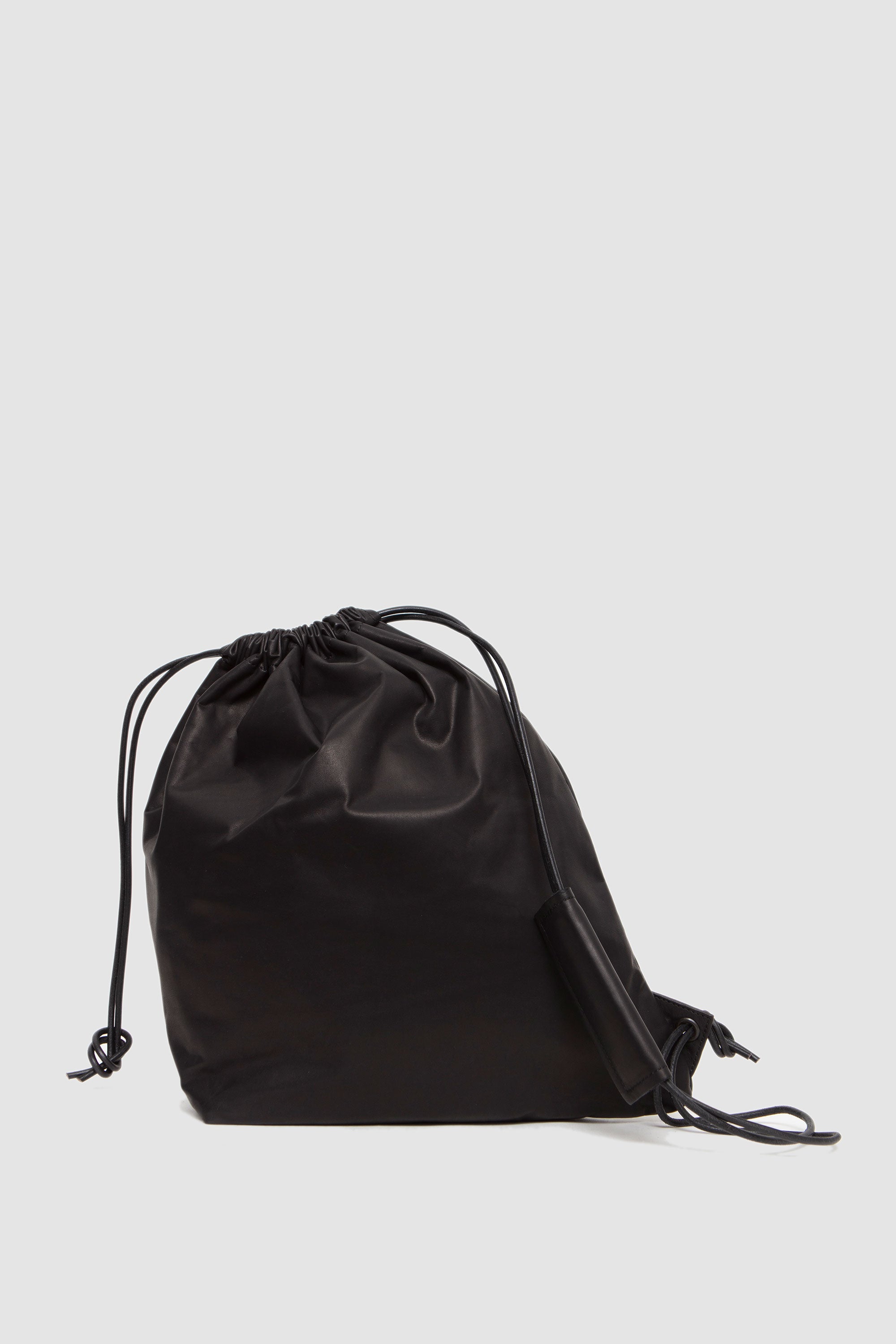 Sandwich Leather Lantern Bag (L) Black_1
