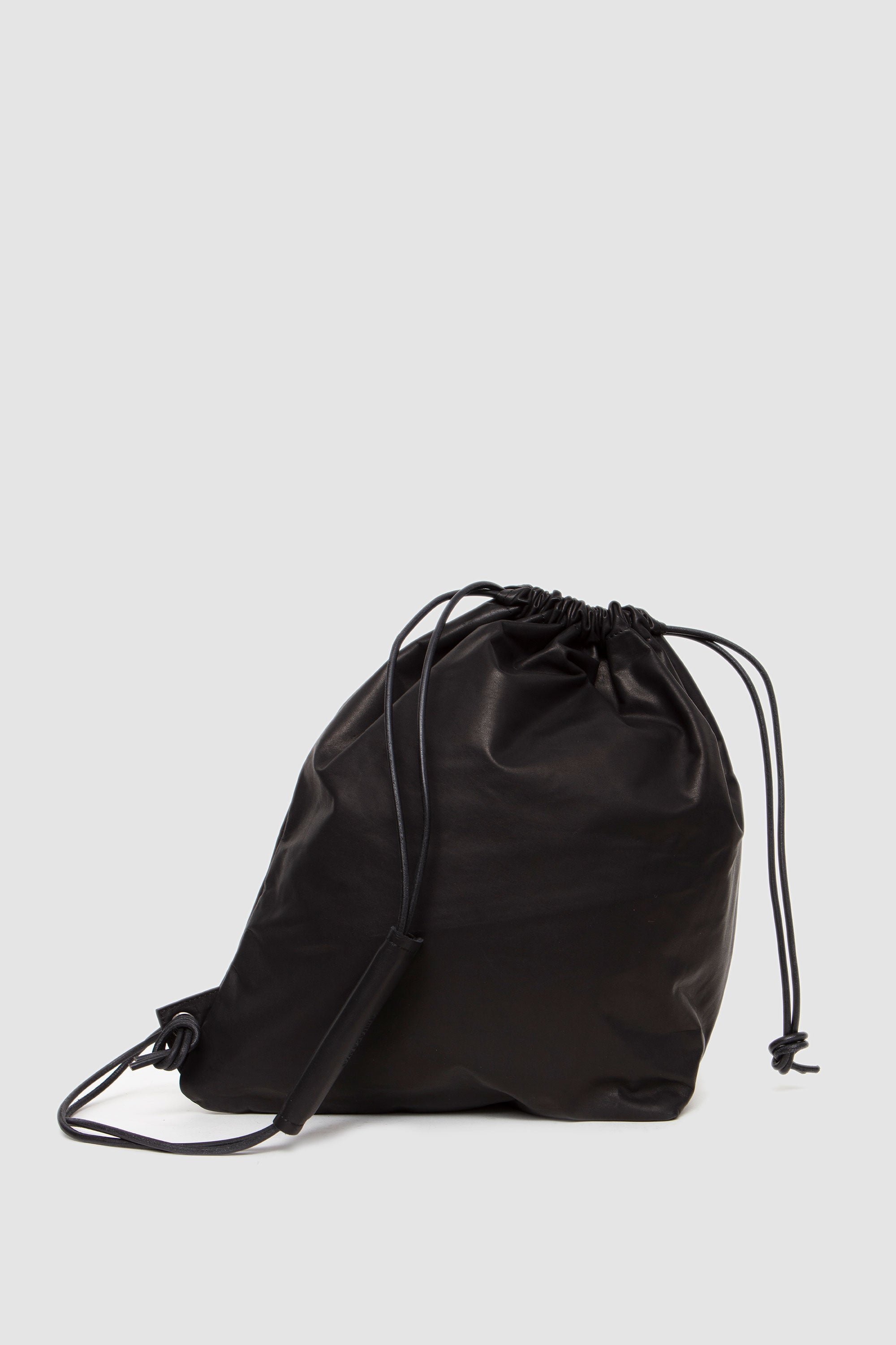 Sandwich Leather Lantern Bag (L) Black_4