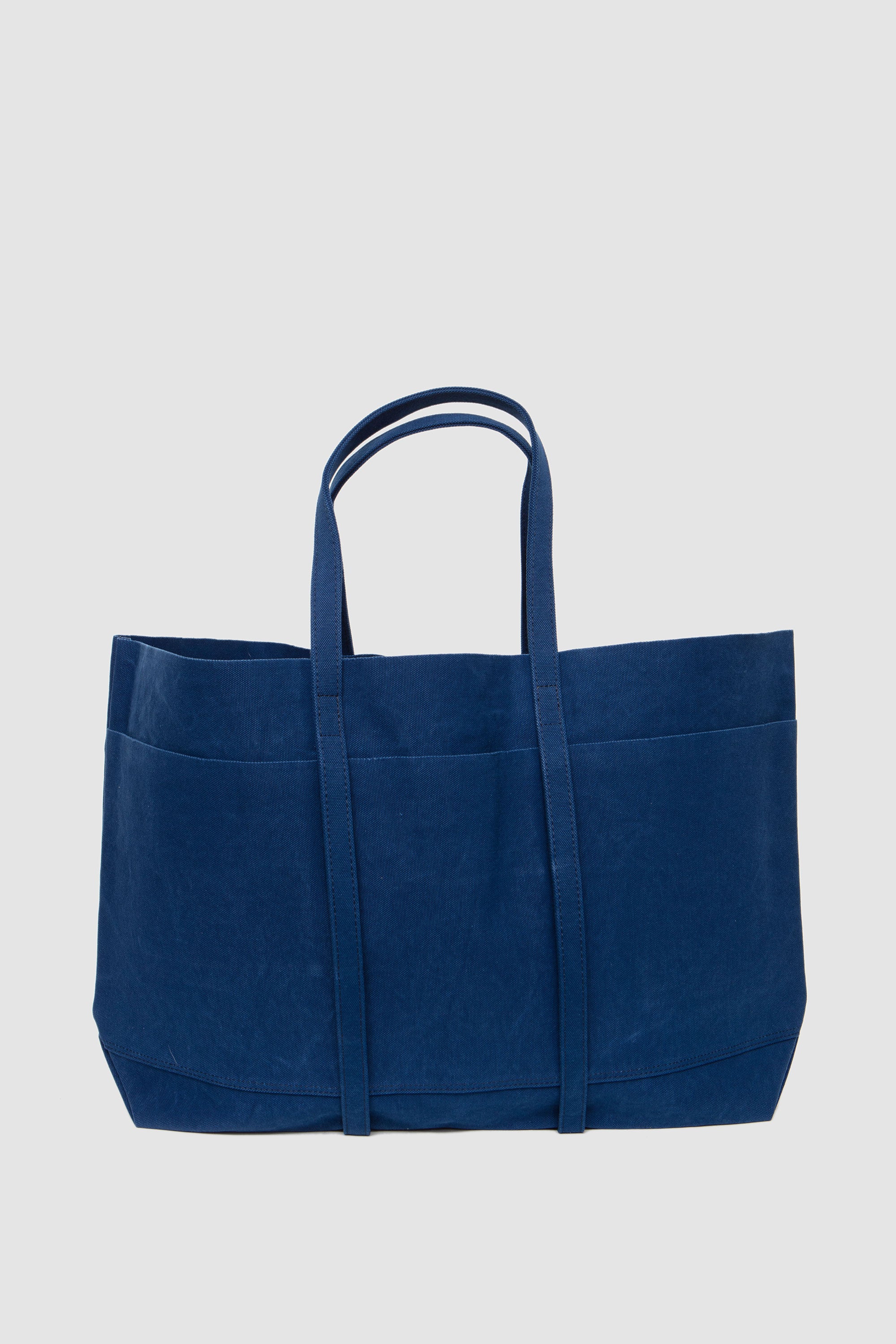 Washed Canvas 6 Pockets Tote (L) Blue_1
