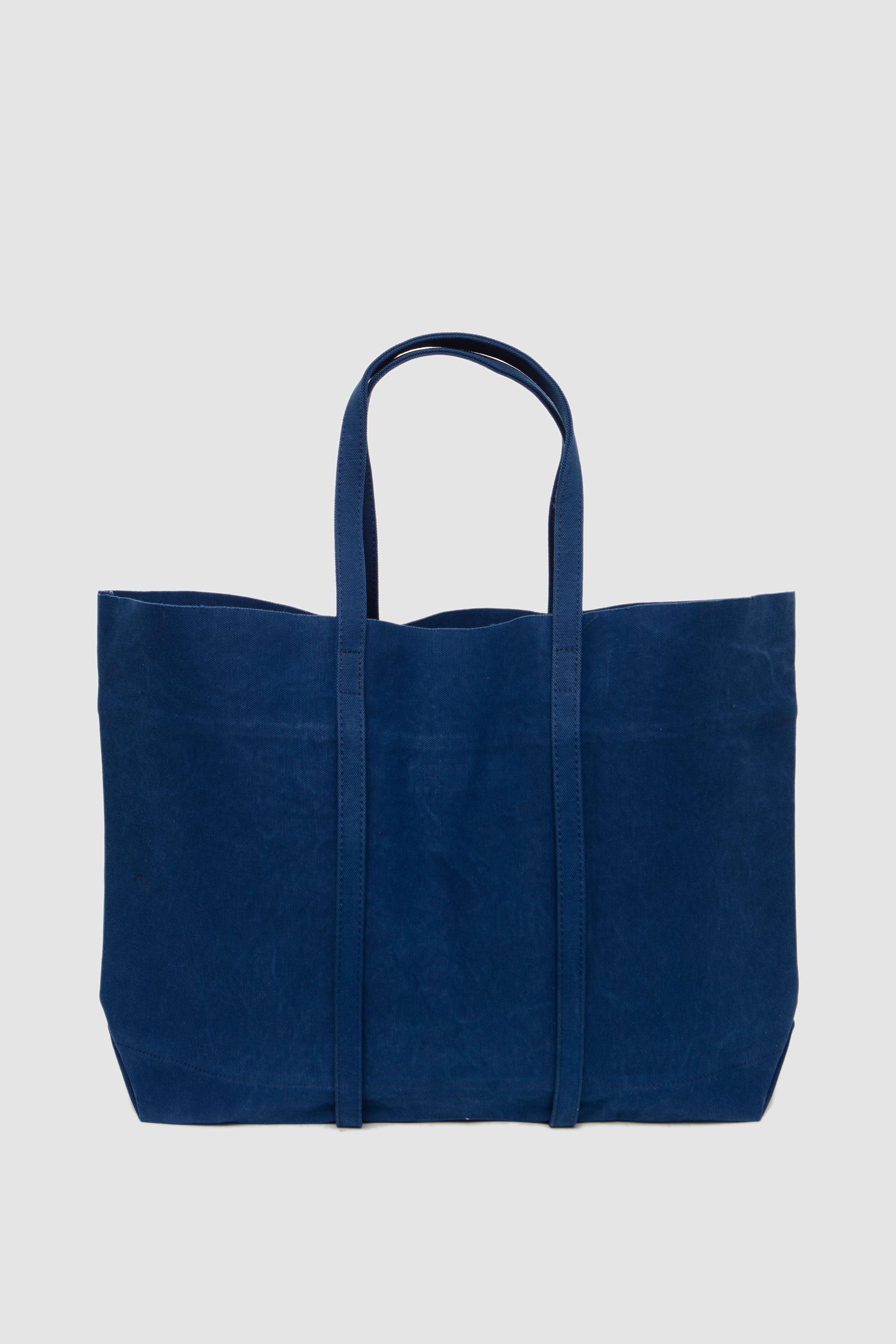 Washed Canvas 6 Pockets Tote (L) Blue_4
