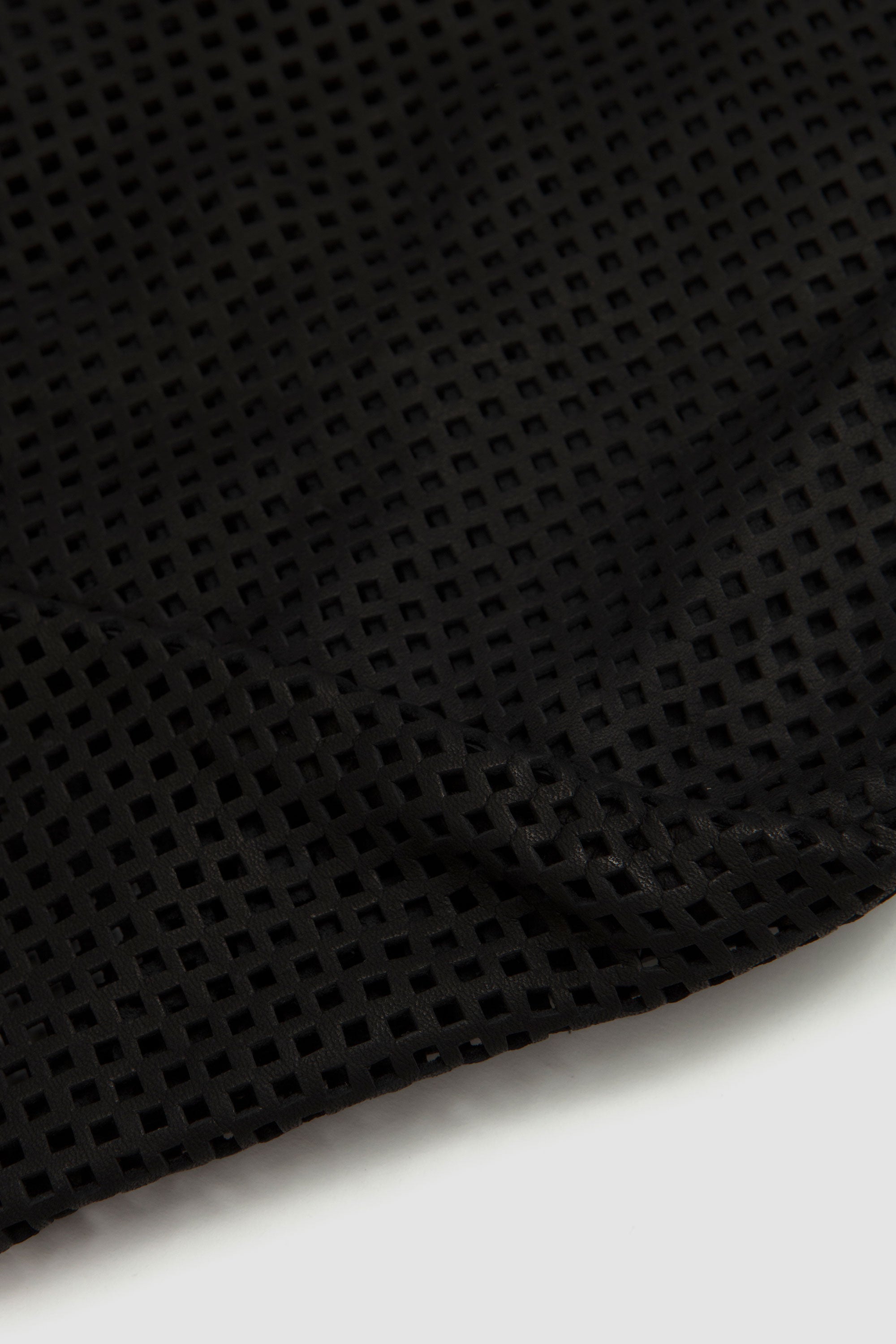 Washed Leather Mesh Tote Black