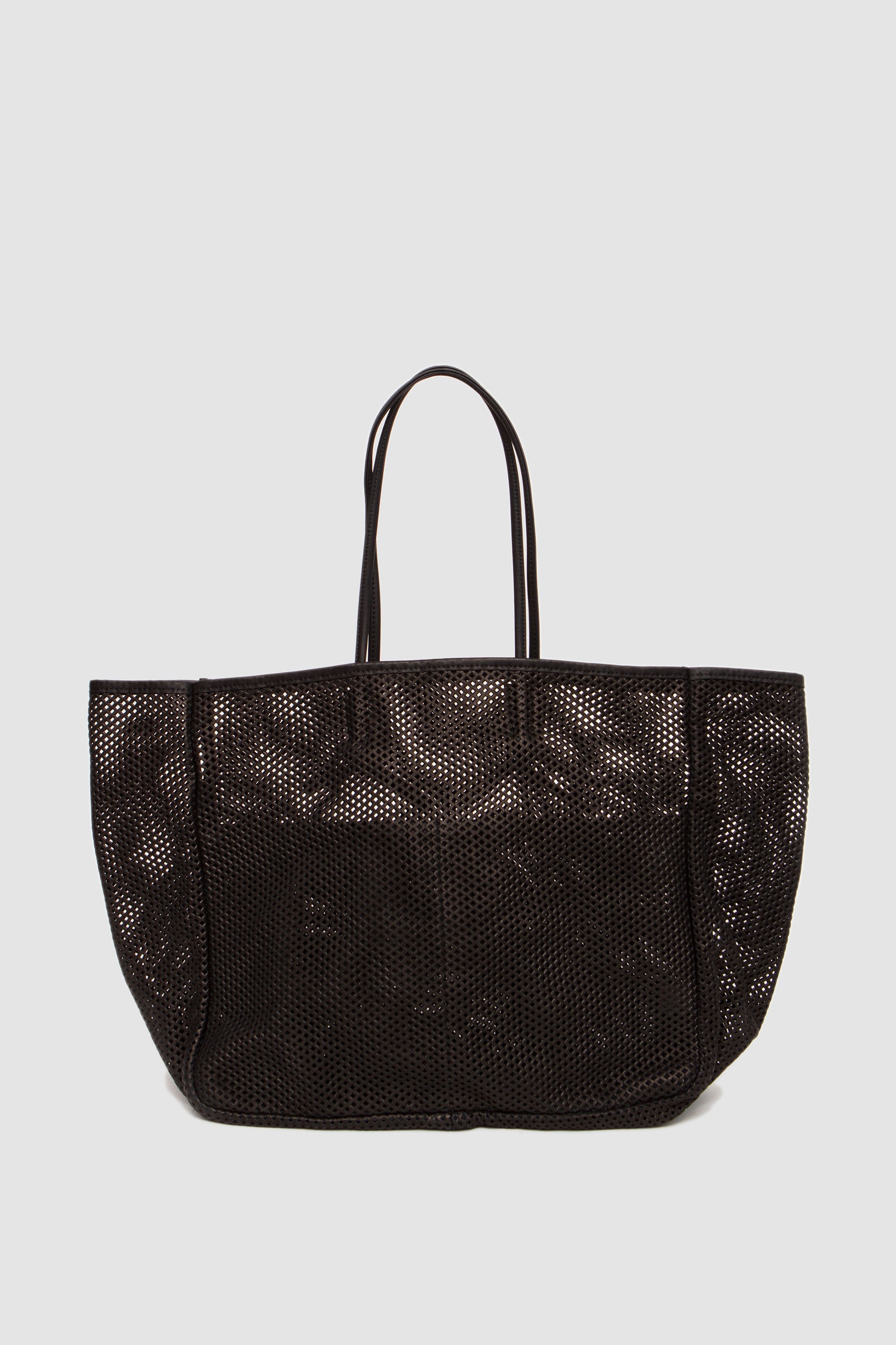 Washed Leather Mesh Tote (L) Black_4