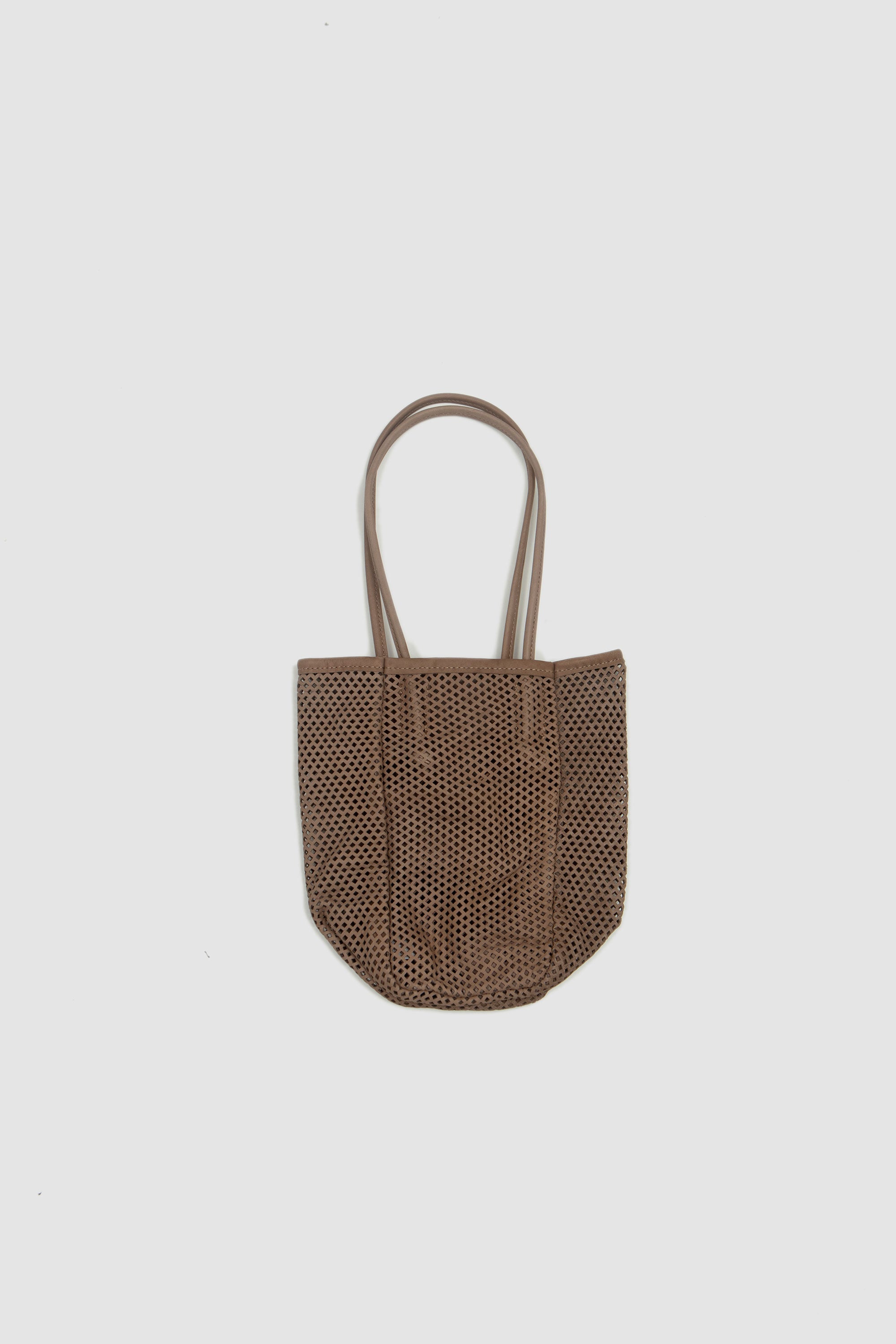 Washed Leather Mesh Tote S Beige