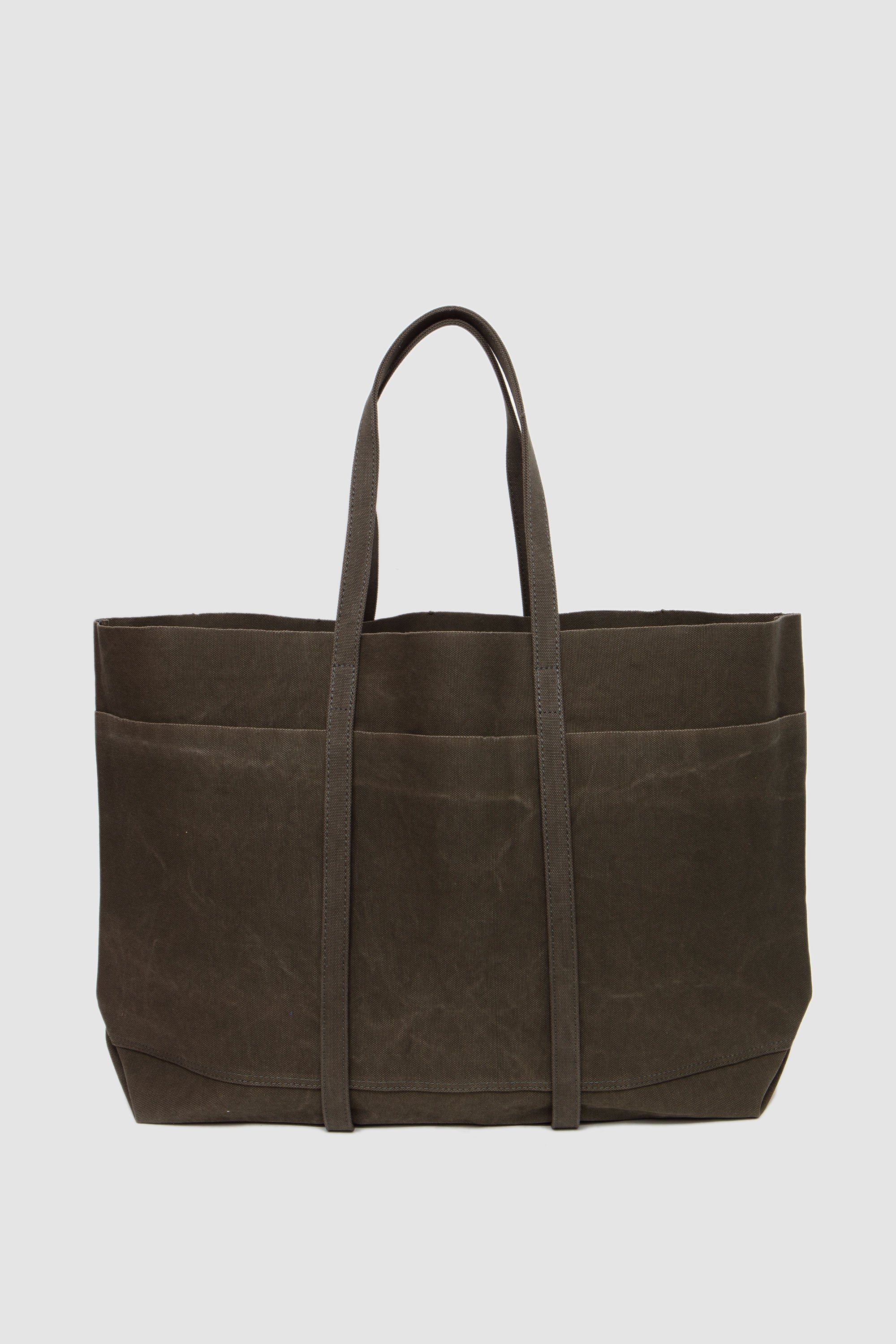 Washed Canvas 6 Pockets Tote (L) Olive