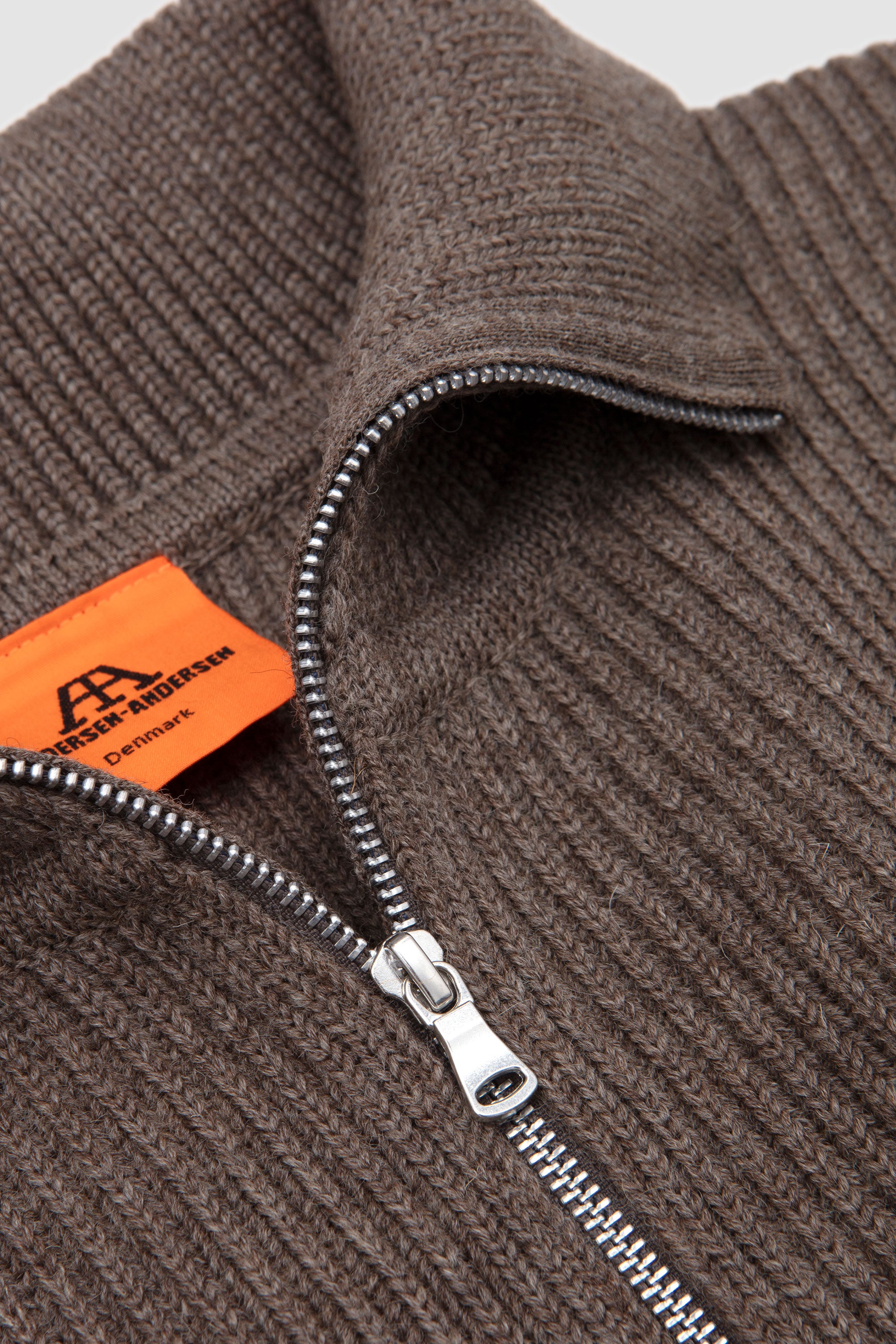 Navy Full-Zip Pockets Natural Taupe