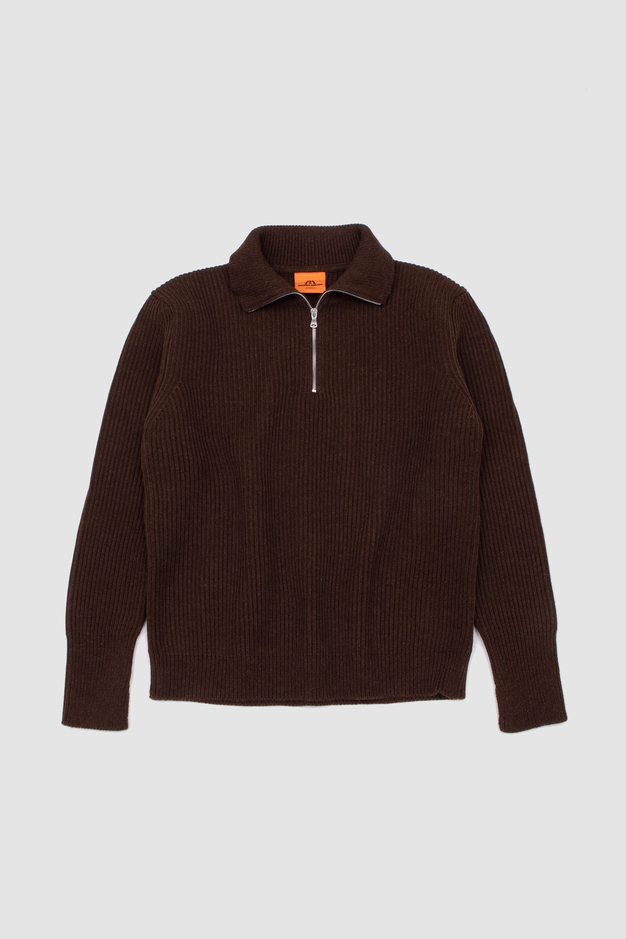 Navy Half-Zip Natural Brown