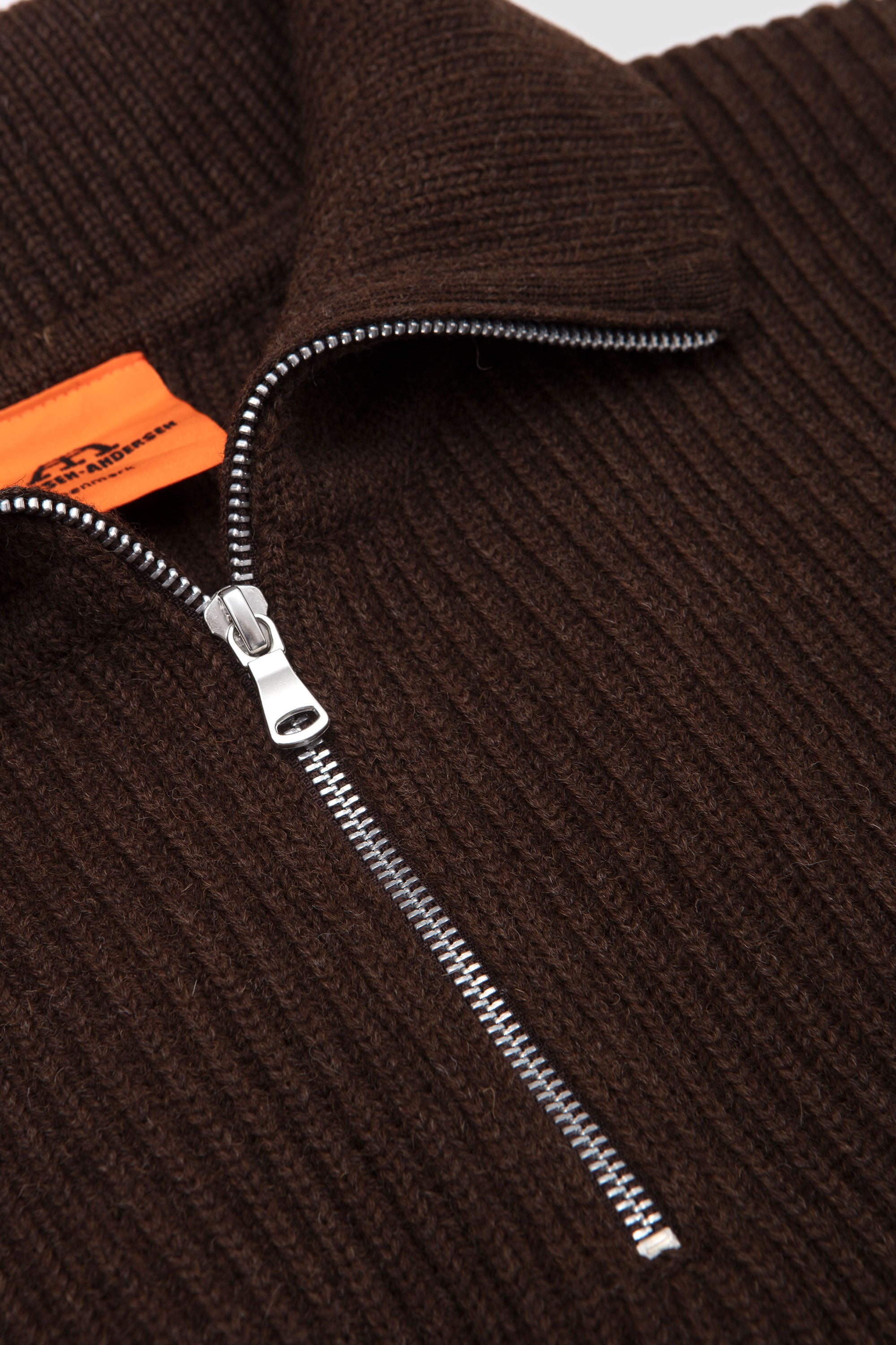 Navy Half-Zip Natural Brown