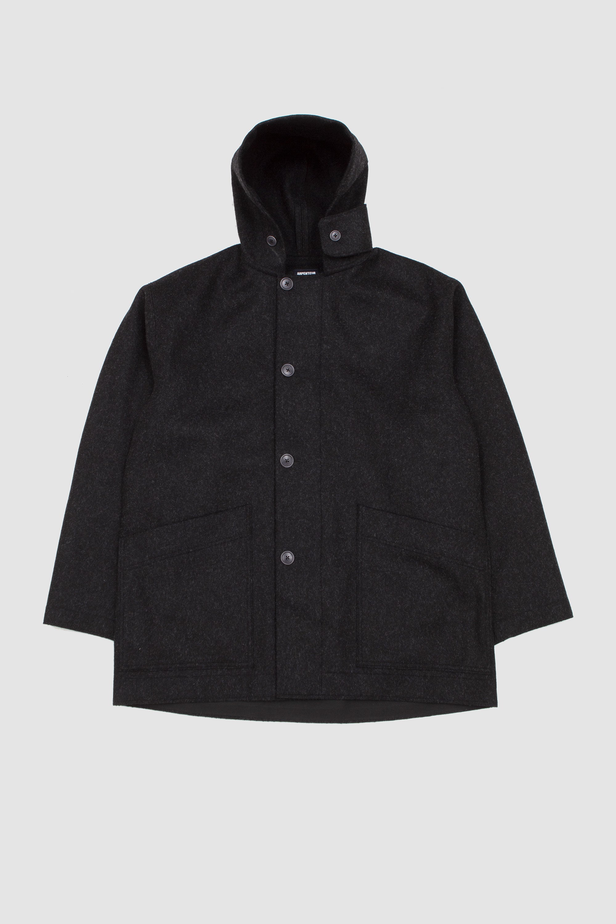 Kabig Unlined Coat Wool Melton Charcoal_1