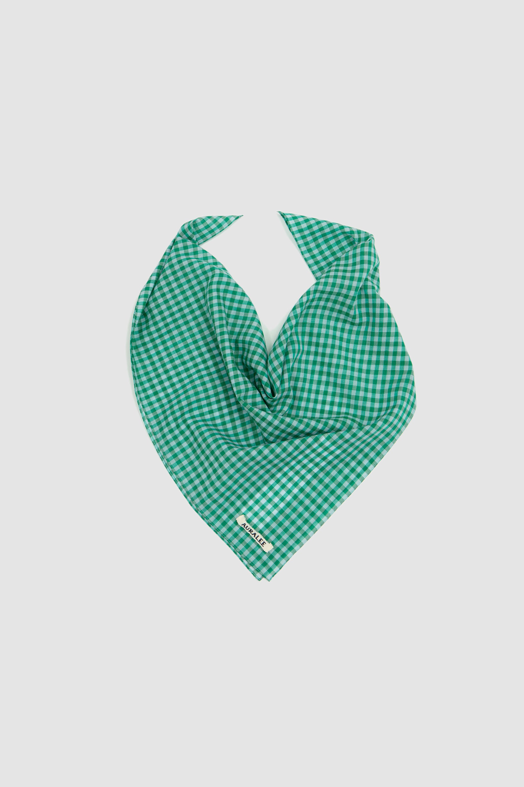 Airy Light Cotton Check Scarf Green Gingham