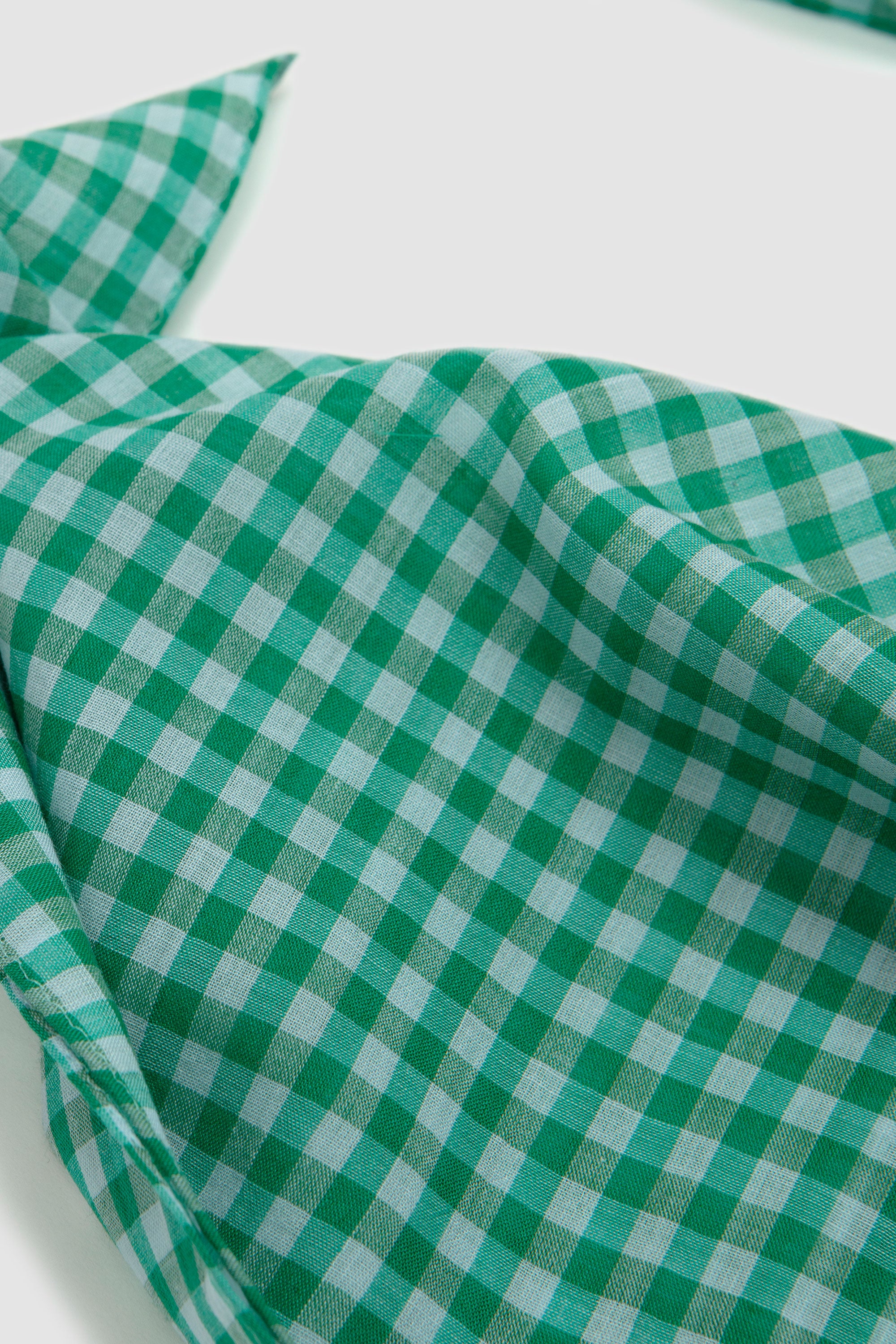 Airy Light Cotton Check Scarf Green Gingham_4