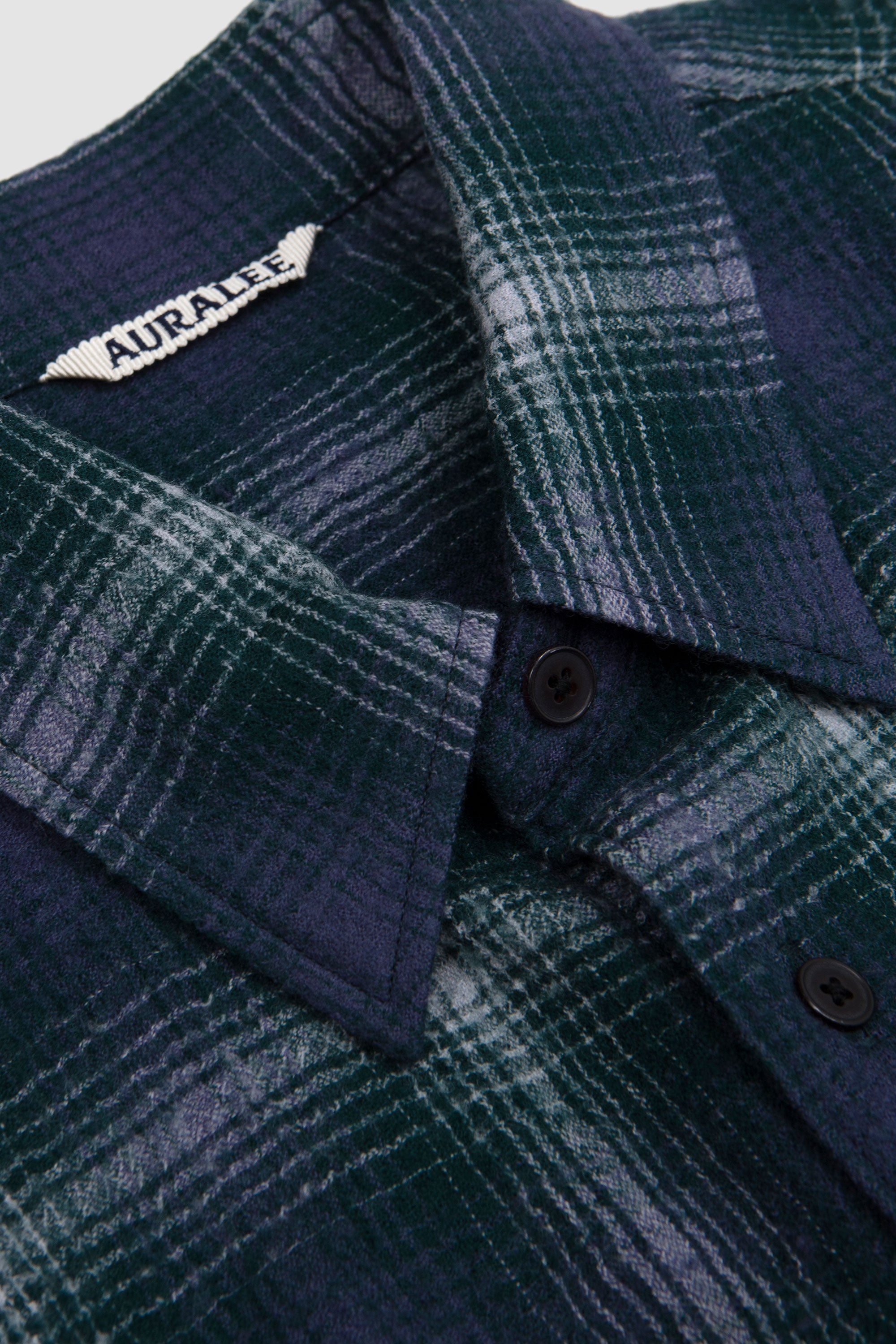 Airy Wool Check Shirt Forest Green/Navy_2