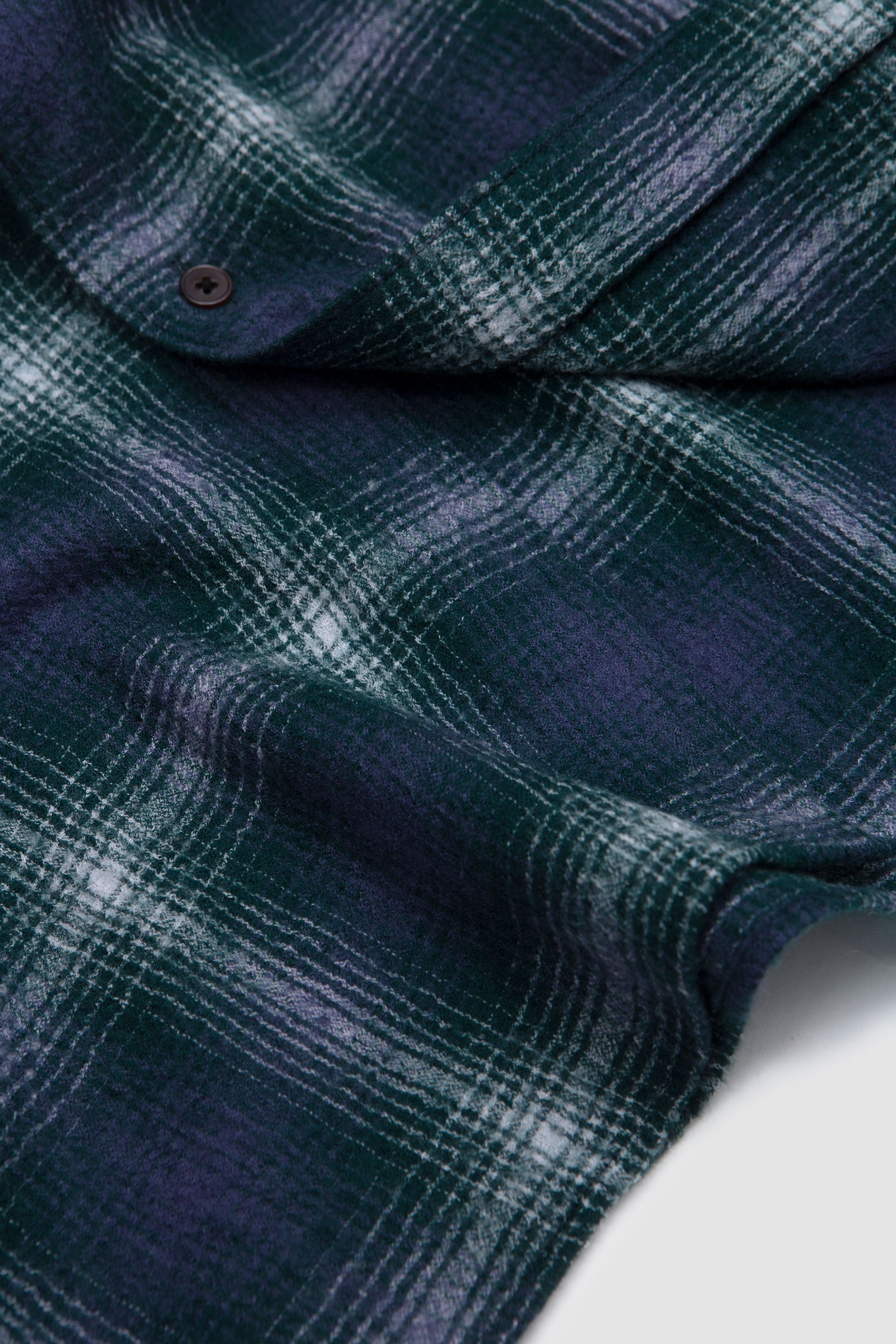 Airy Wool Check Shirt Forest Green/Navy_3
