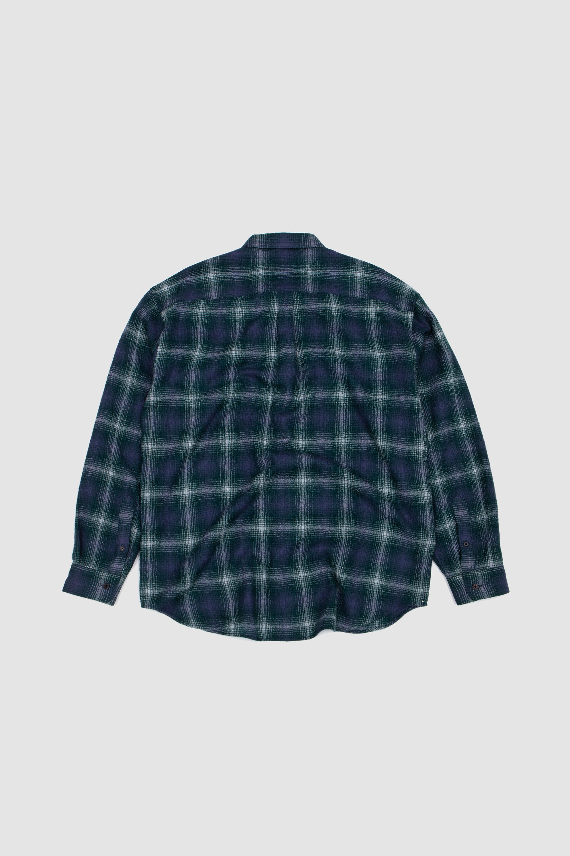 Airy Wool Check Shirt Forest Green/Navy_4