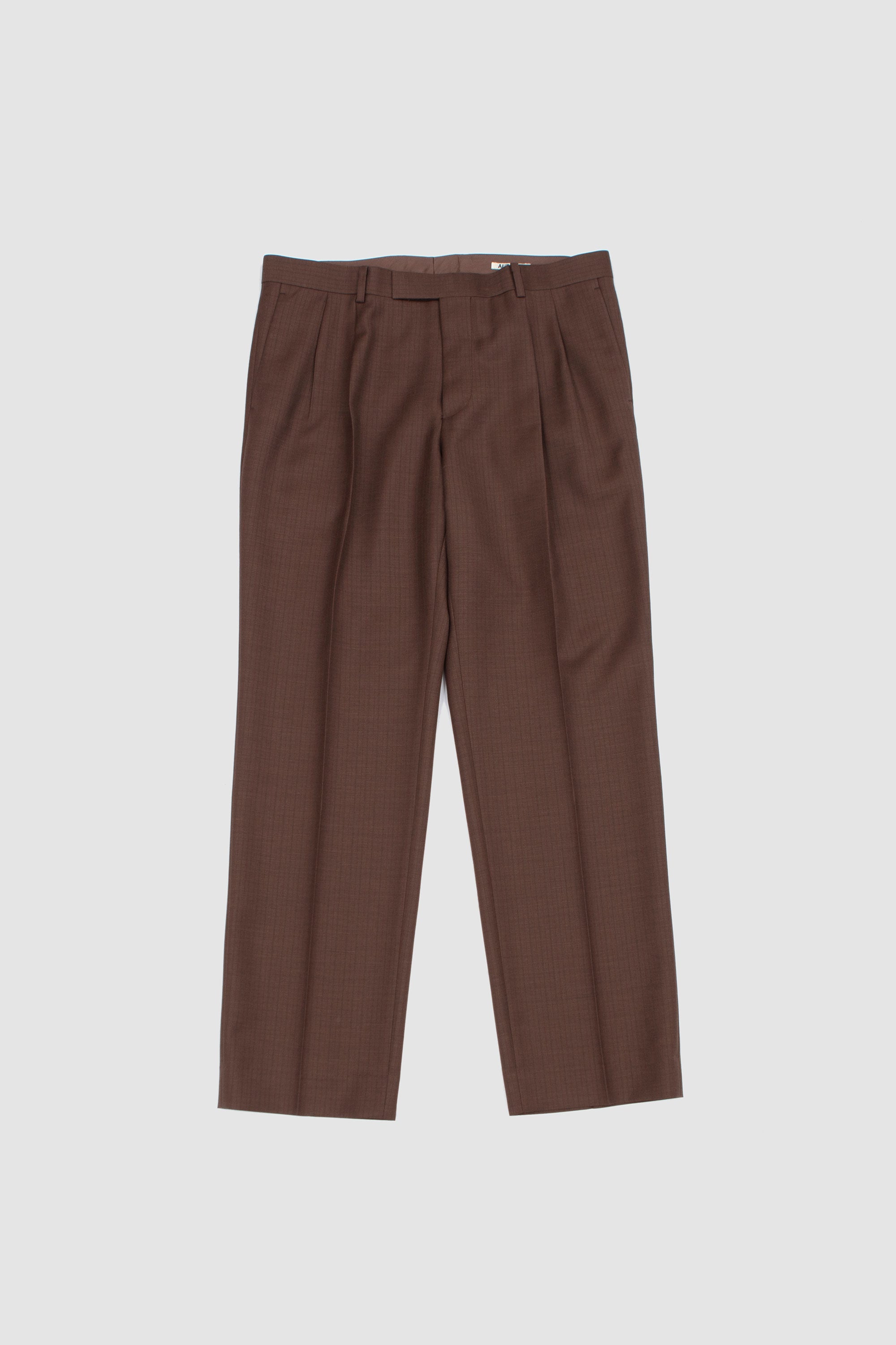 Bluefaced Wool 2Tuck Slacks Brown/Red Stripes