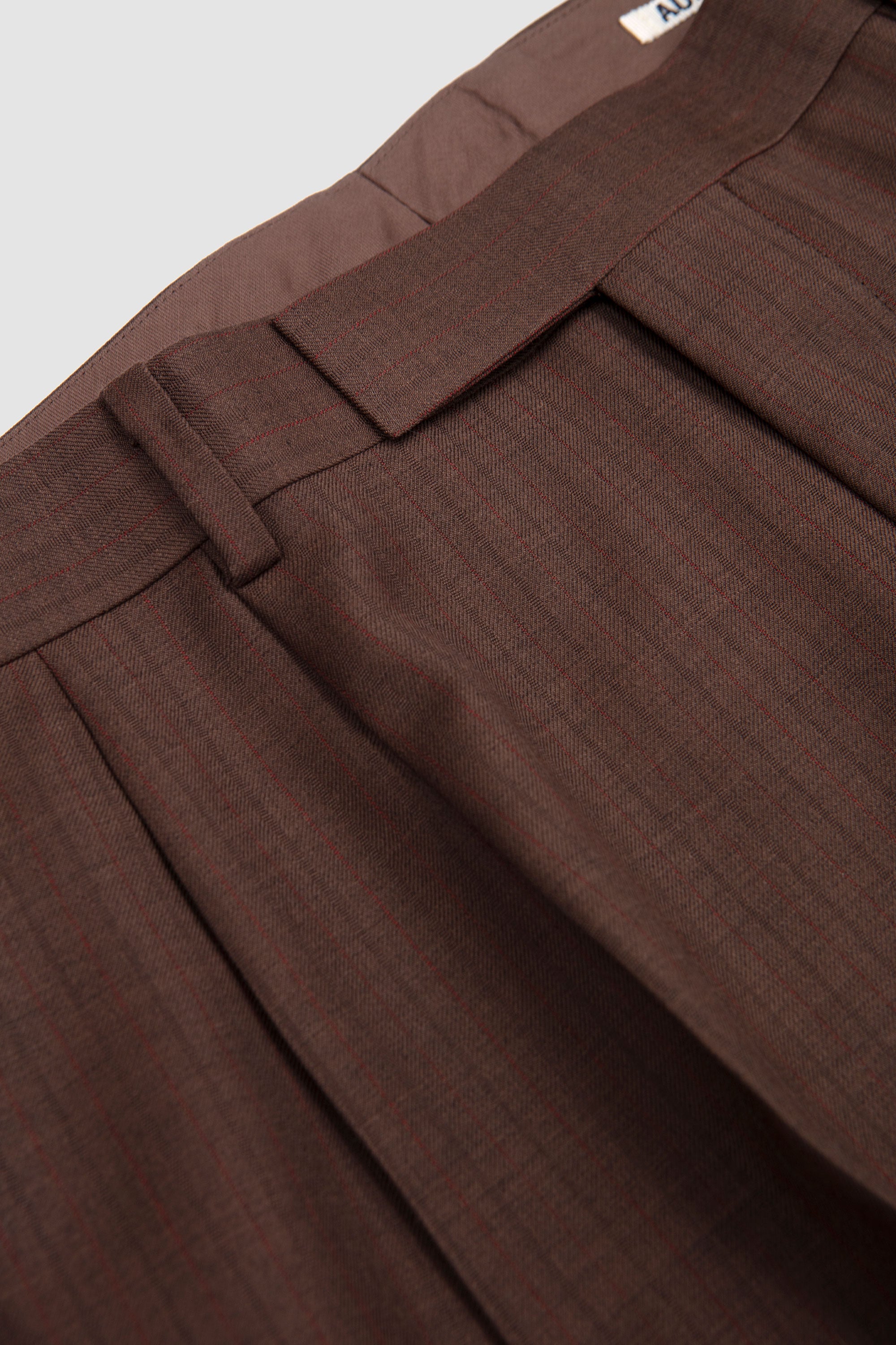 Bluefaced Wool 2Tuck Slacks Brown/Red Stripes
