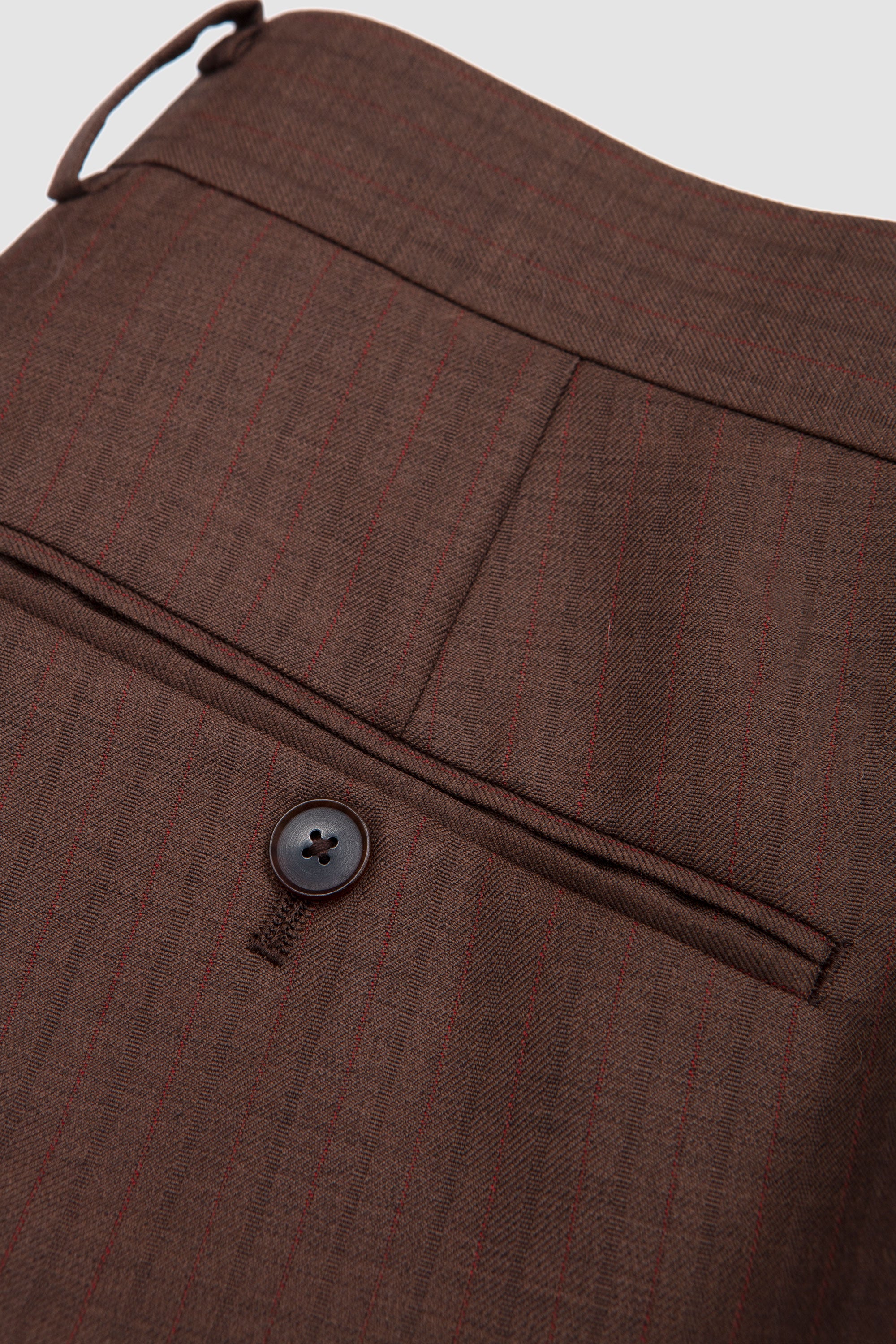 Bluefaced Wool 2Tuck Slacks Brown/Red Stripes